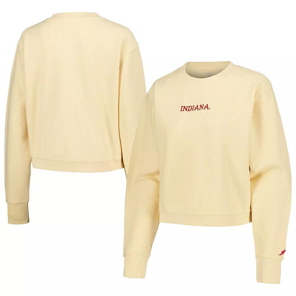 Women's League Collegiate Wear Cream Indiana Hoosiers Timber Cropped Pullover Sweatshirt,  Product Image
