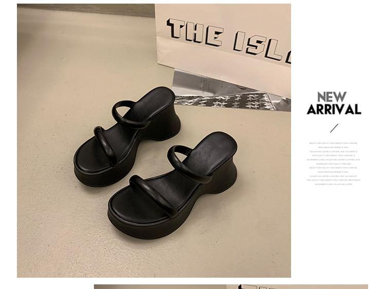 Platform Wedge Heel Slide Sandals Product Image