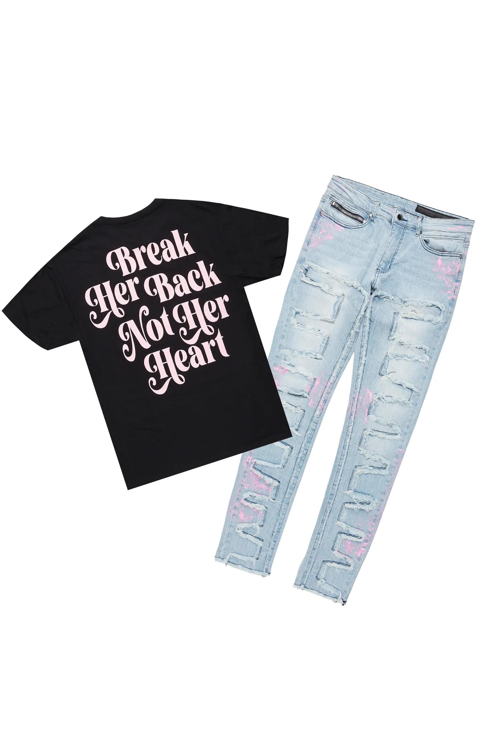 Diamo Black T-Shirt/Slim Fit Jean Set Male Product Image