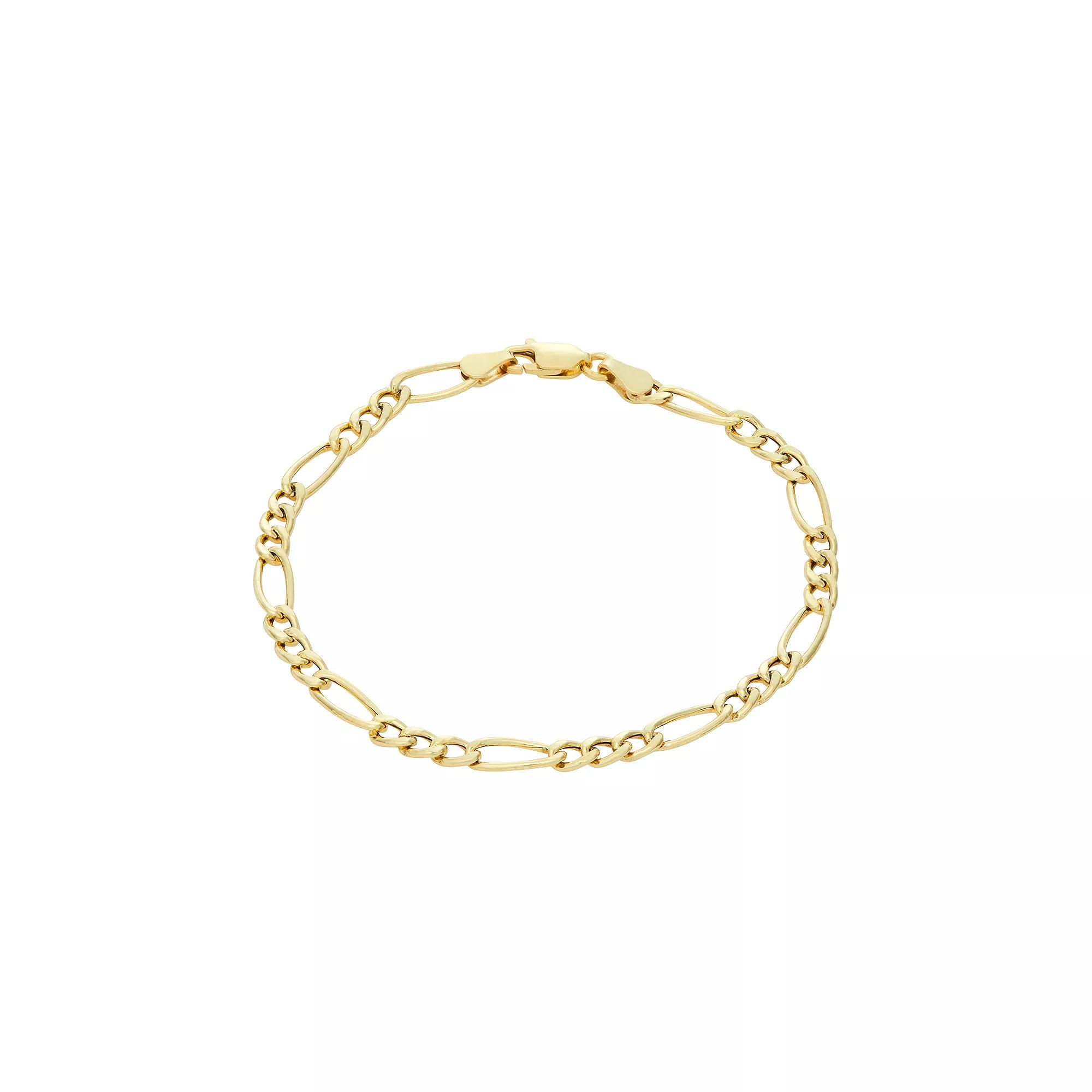 Giorgio di Vicenza Sterling Silver Italian Figaro Chain Bracelet, Women's, Size: 7.25", Gold Tone Product Image