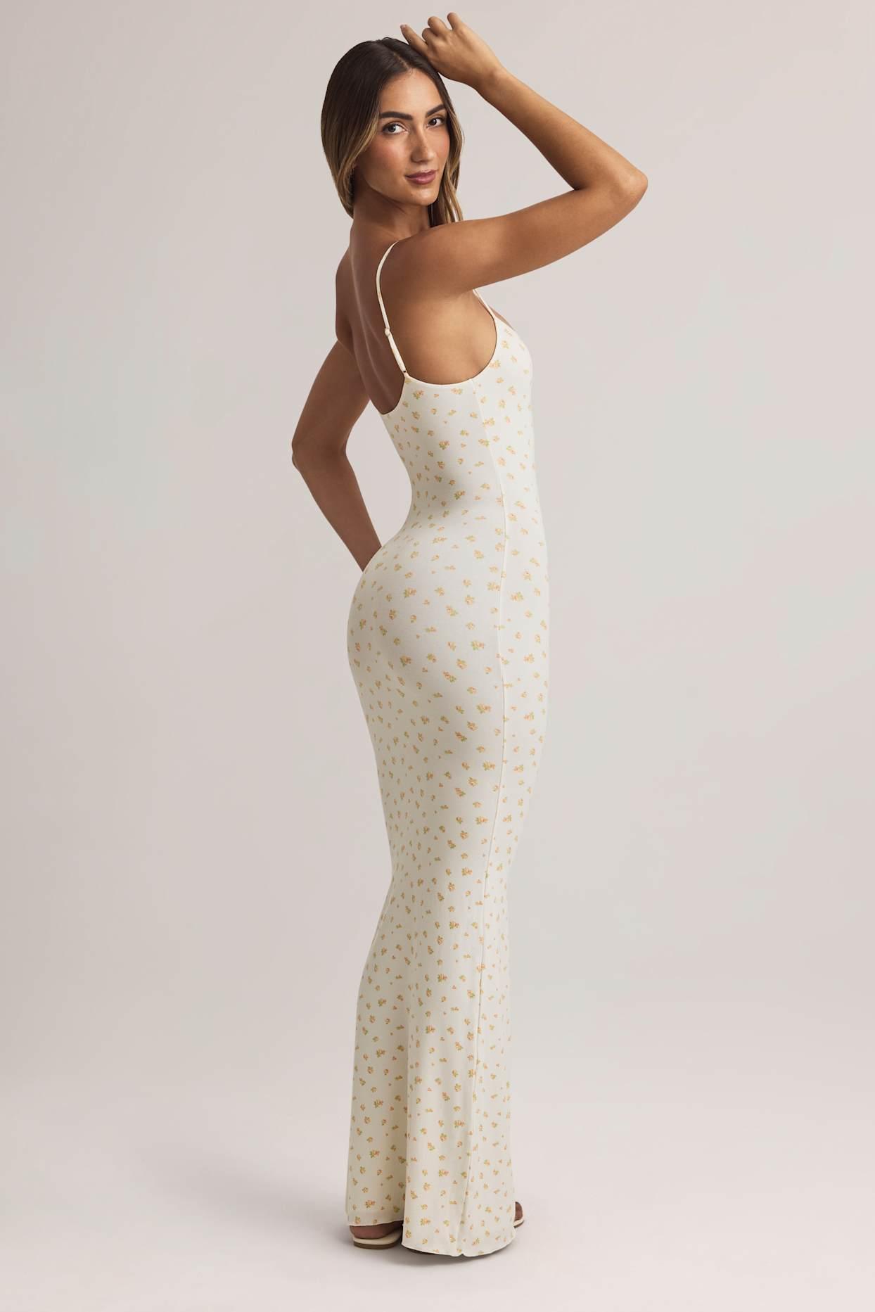 Modal Scoop-Neck Maxi Dress in Floral Print Product Image