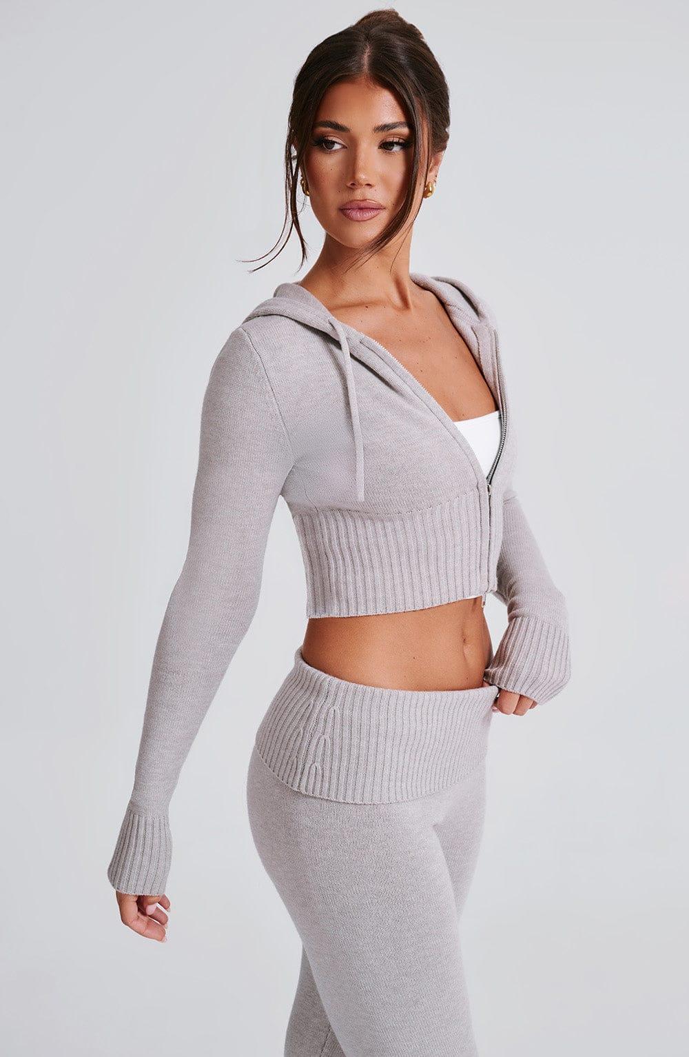 Portia Knit Hoodie - Light Grey Marl Product Image