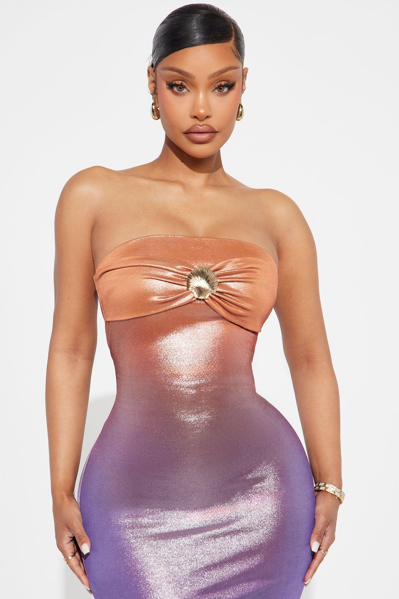 Keep It Cool Metallic Ombre Maxi Dress - Orange/combo Female Product Image