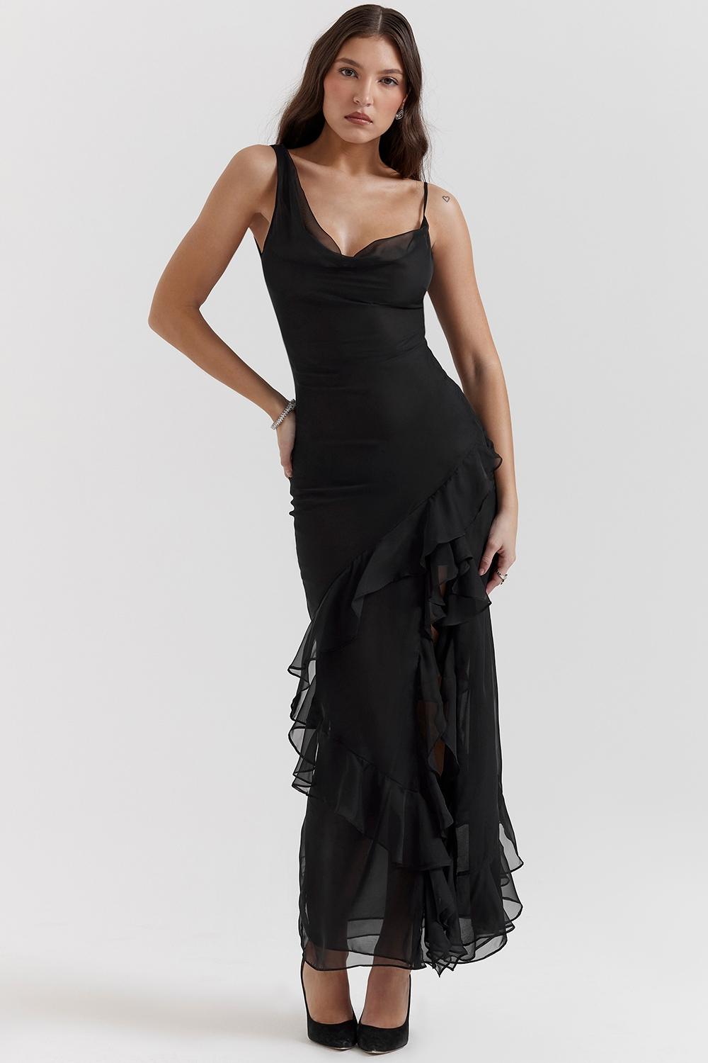 Malila  black ruffle maxi dress Product Image