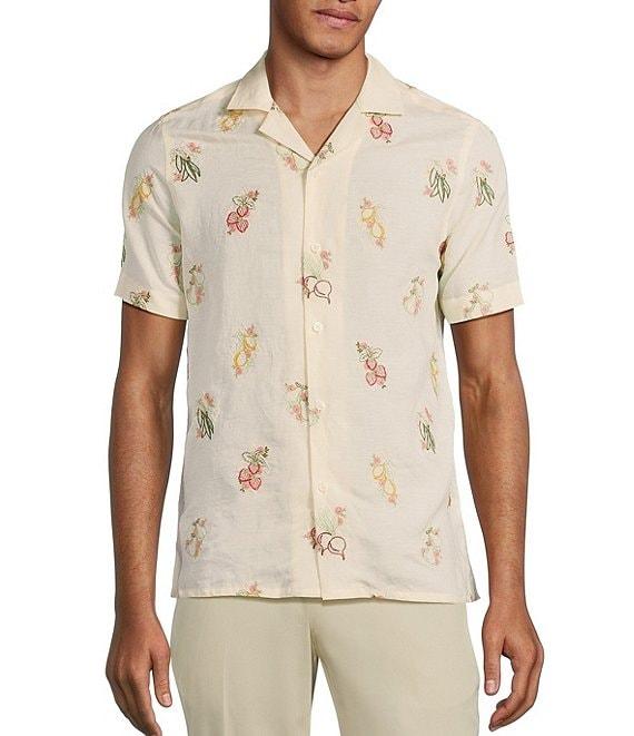 Murano From The Garden Collection Slim Fit Embroidered Short Sleeve Woven Camp Shirt Product Image
