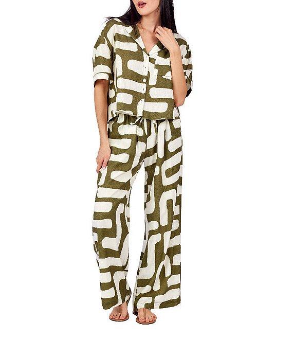 CROSBY by Mollie Burch Ziggy Abstract Print High Rise Linen Blend Coordinating Pants Product Image