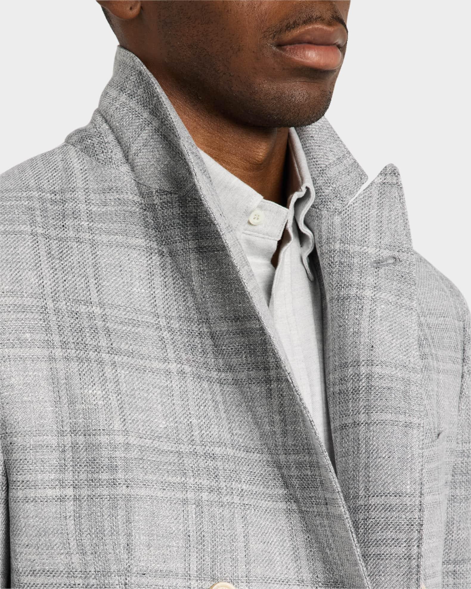 Men's Soft Madras Double-Breasted Jacket  Product Image