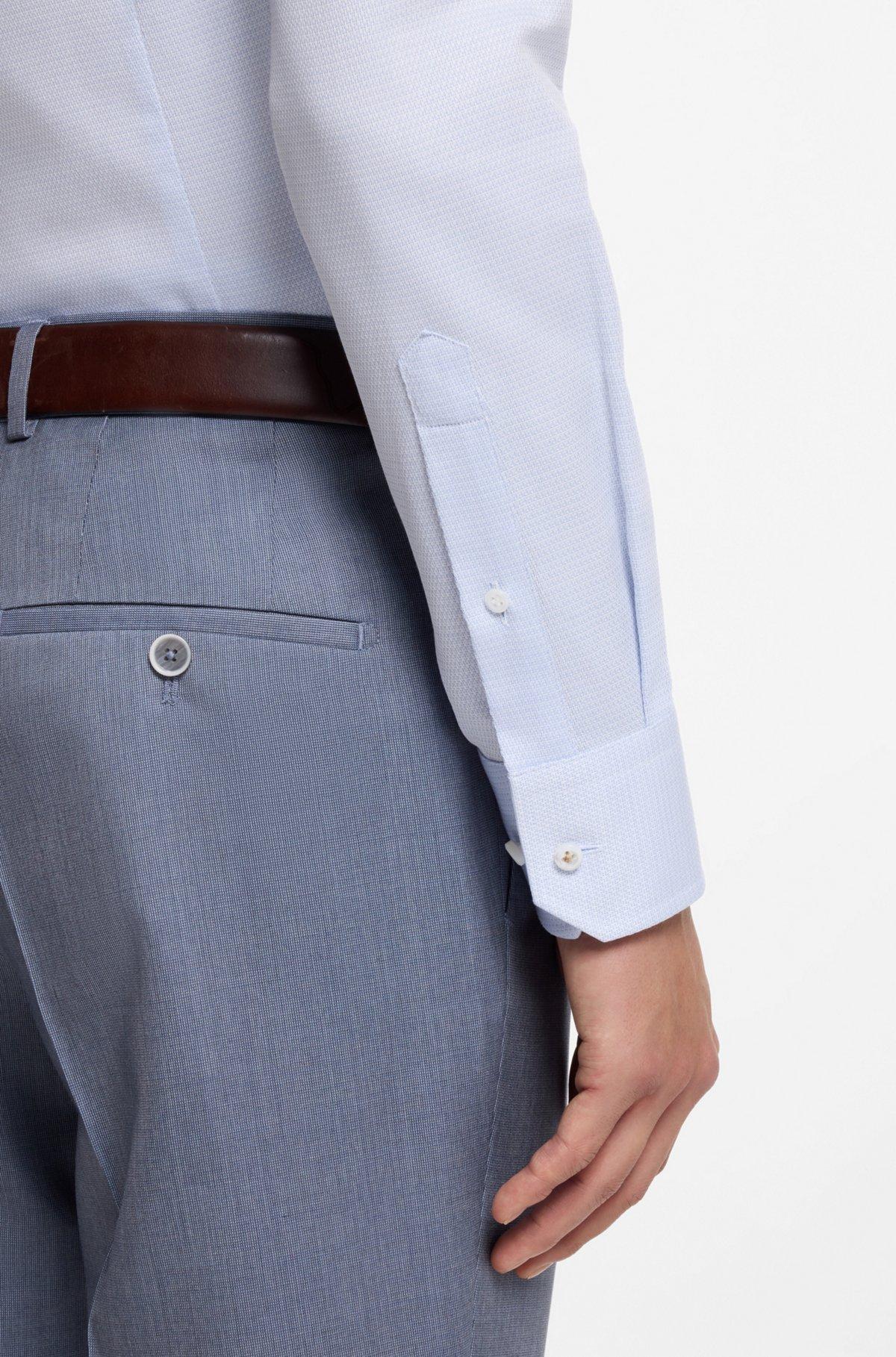 Slim-fit shirt in Italian-made structured cotton Product Image