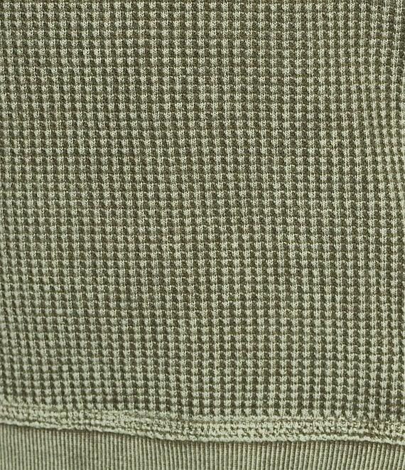 Leo & Nicole Embroidered Mock Neckline Long Sleeve Waffle Acid Wash Top Product Image