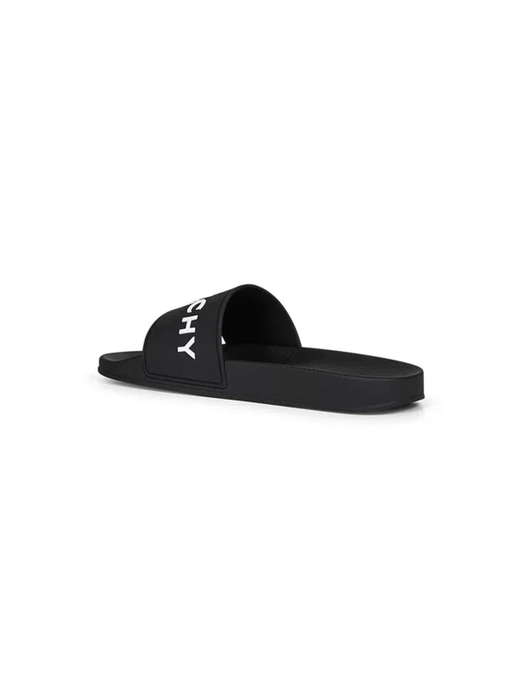 Black Logo-Print Pool Slides Product Image