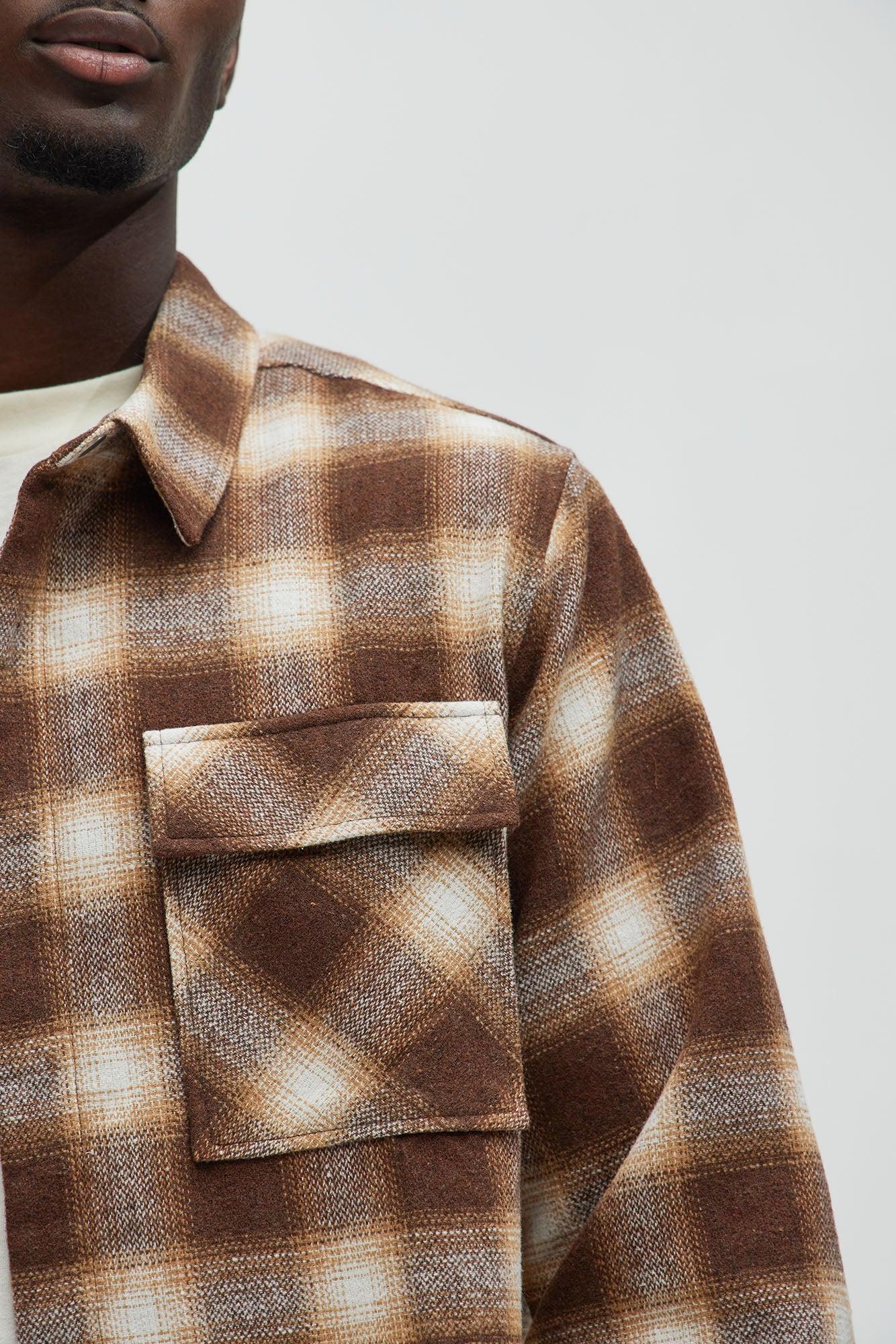 Cassnet Plaid Button Up Shirt - Brown Combo Product Image