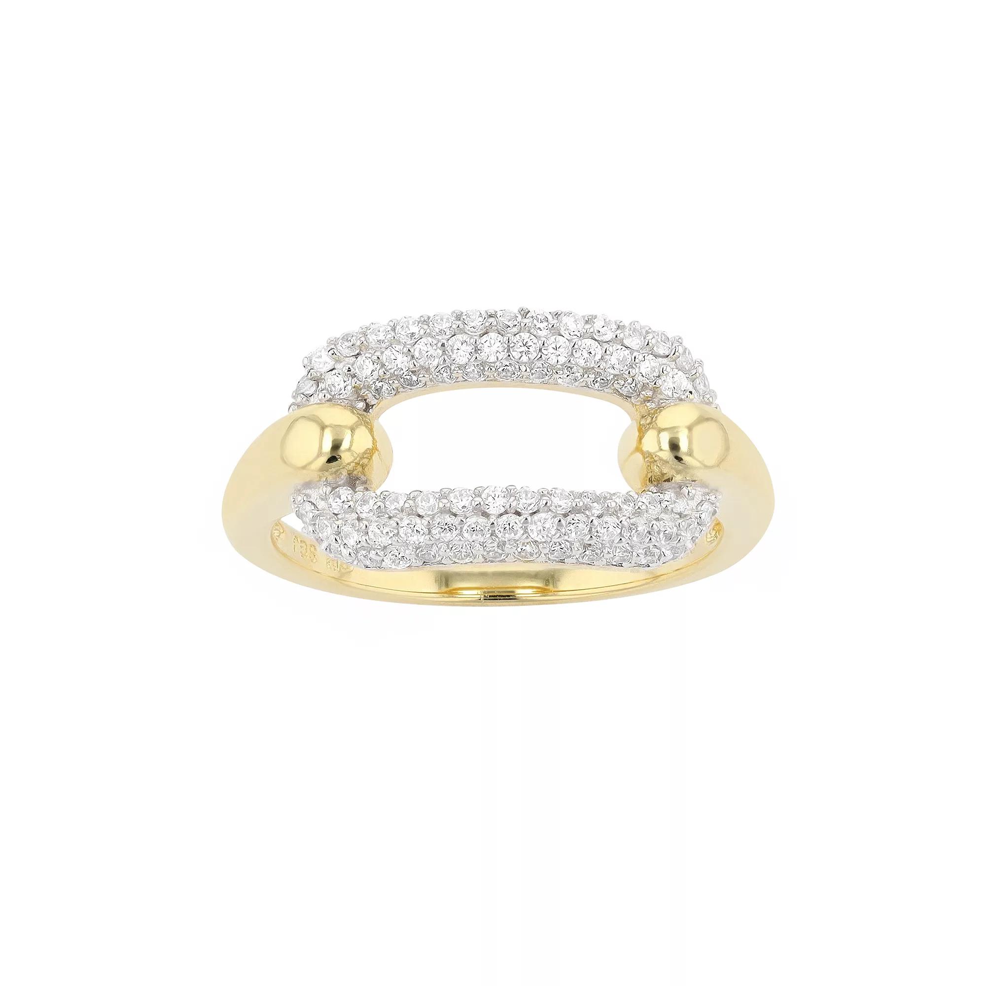 14k Gold Over Sterling Silver Cubic Zirconia Open Link Stacking Ring, Womens Tone Product Image