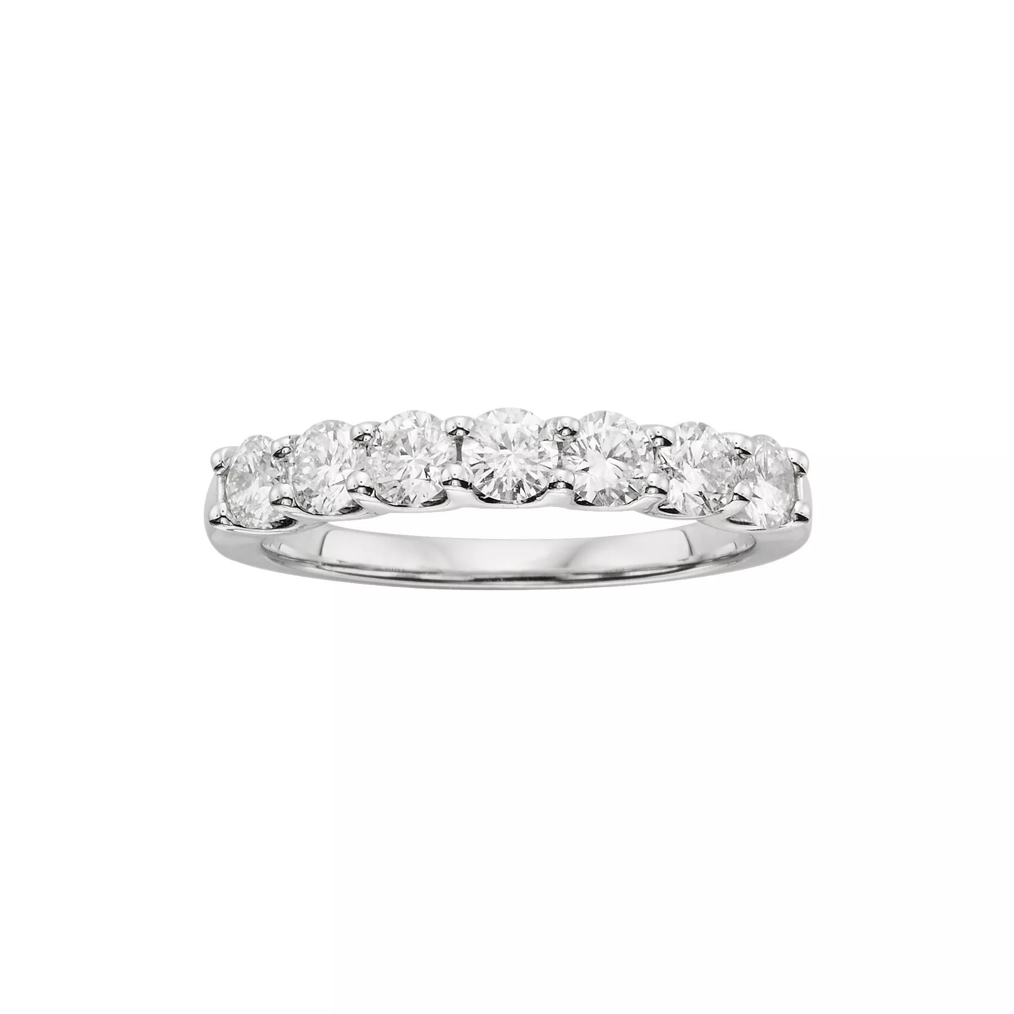 The Regal Collection 18k White Gold 1-ct. T.W. IGL Certified Round-Cut Colorless Diamond 7 Stone Band Ring, Women's,  Product Image