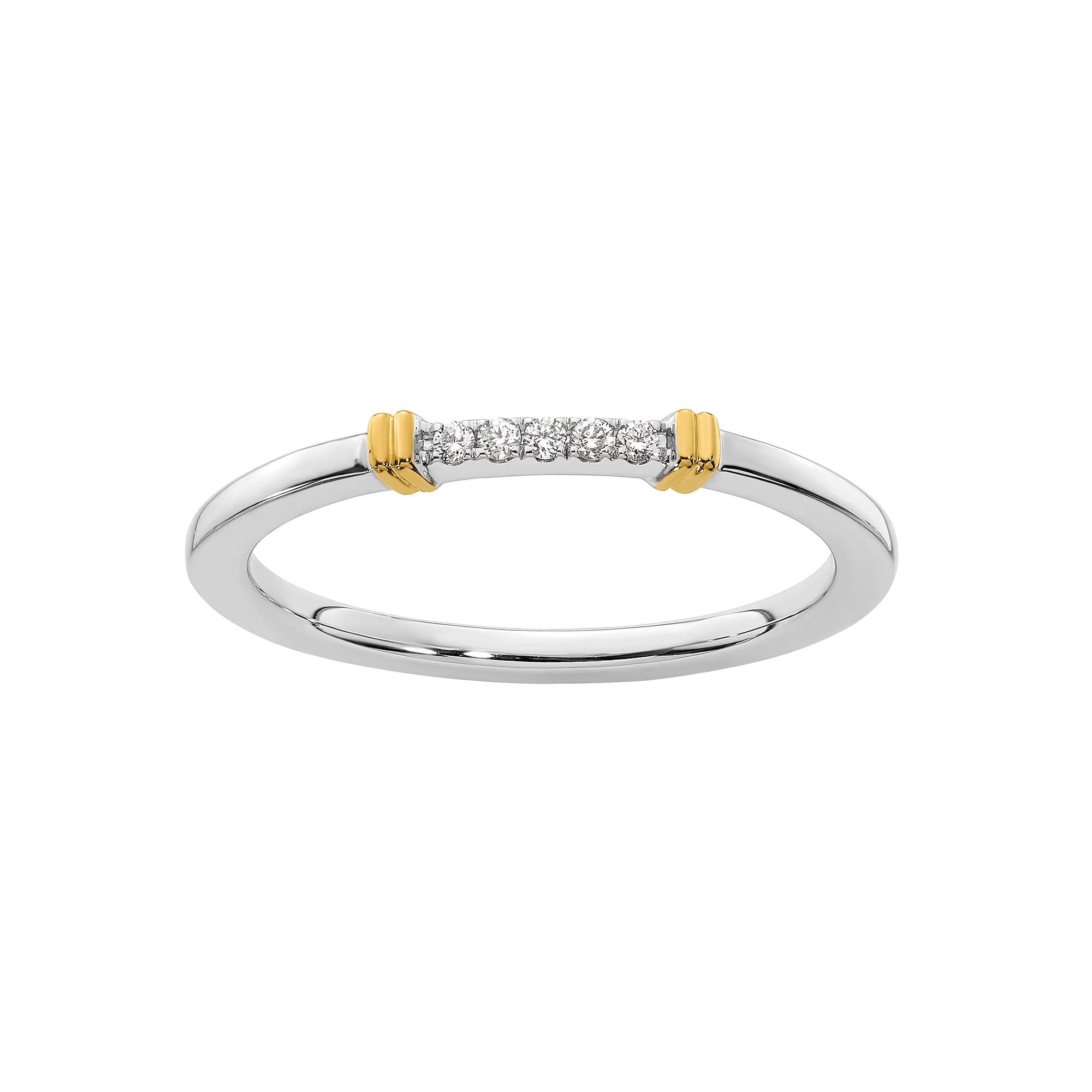 Stacks & Stones 14k Gold & 18k White Gold Two-Tone 1/10 Carat T.W. Diamond Stackable Ring, Women's, Size: 6, 14k Two Tone Product Image