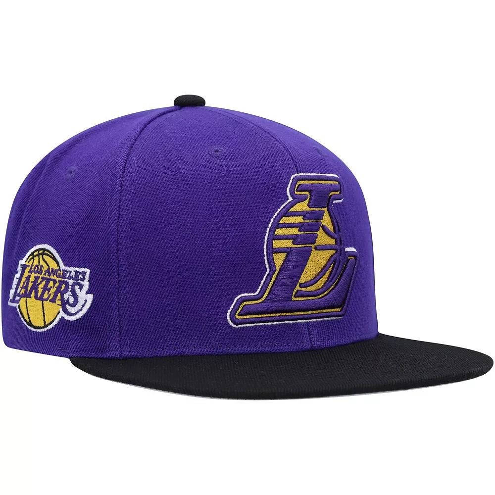 Men's Mitchell & Ness Purple/Black Los Angeles Lakers Side Core 2.0 Snapback Hat Product Image