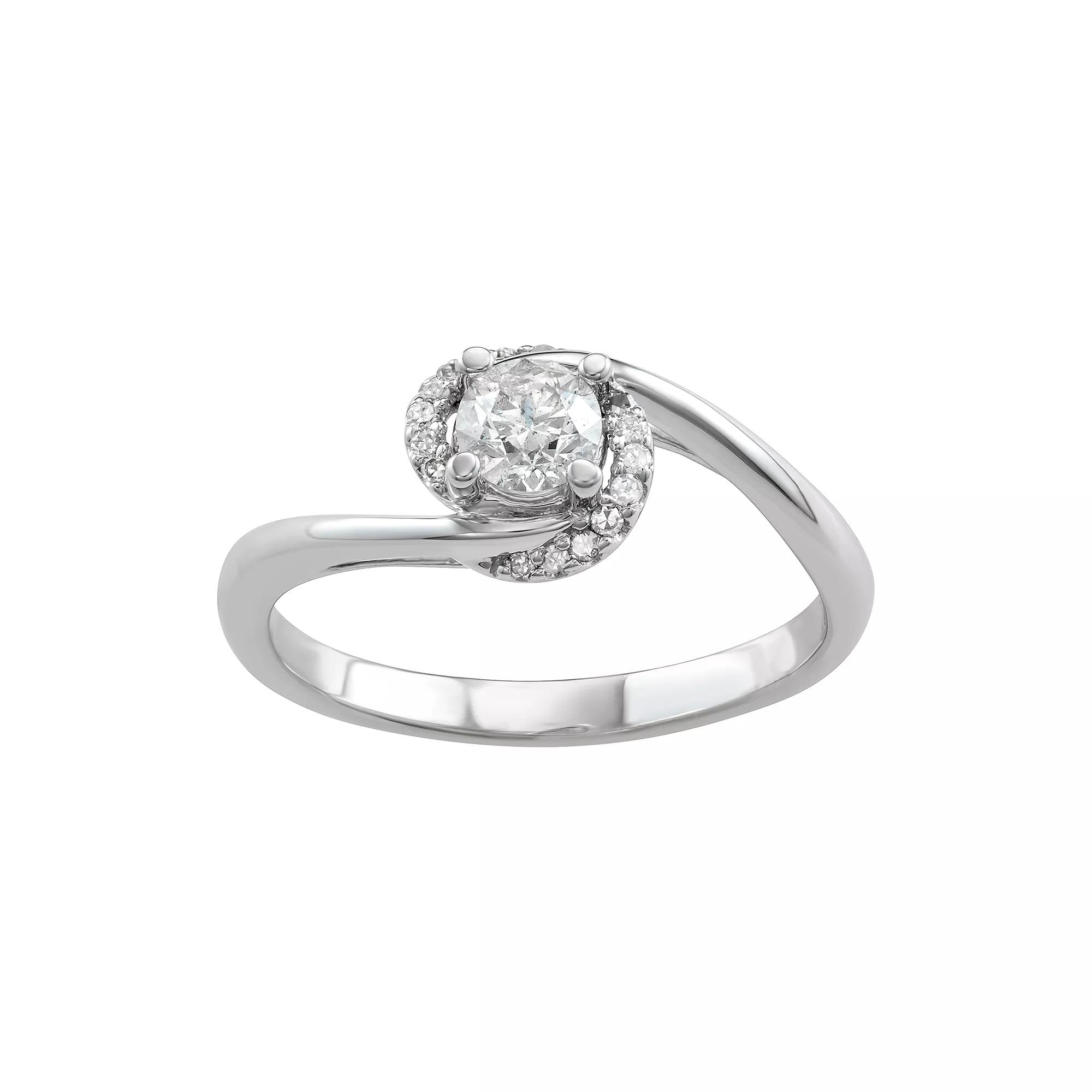 14k White Gold 1/2 Carat T.W. Diamond Engagement Ring, Womens 14k Whgold Product Image