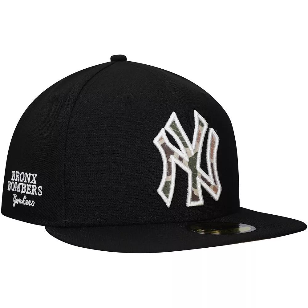 Men's New Era Black New York Yankees Troop Chant Camo Undervisor 59FIFTY Fitted Hat,  Product Image