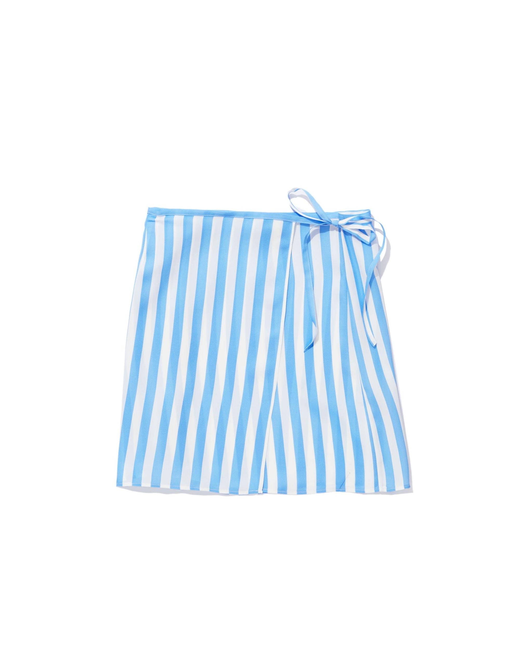The Silk Wrap Skirt - White/Blue Female Product Image