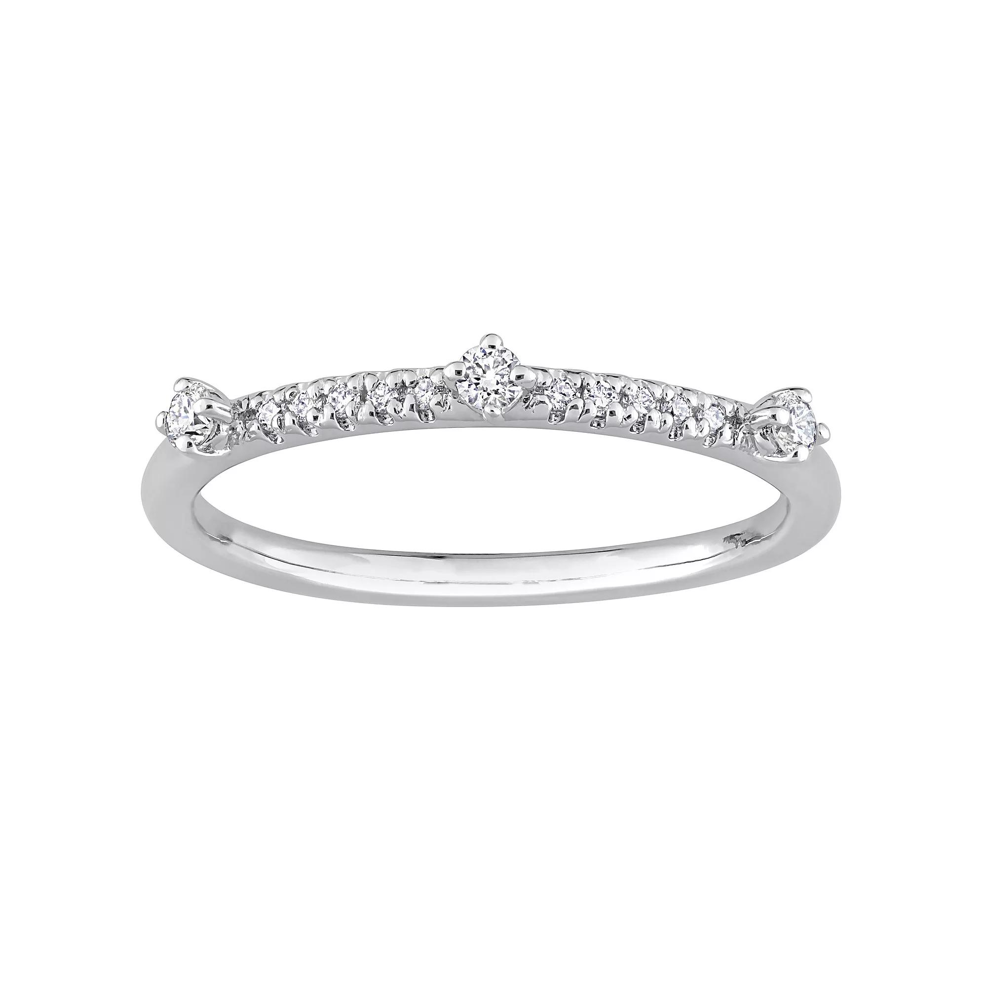 Stella Grace Platinum Over Sterling Silver 1/7 Carat T.W. Lab-Grown Diamond Semi-Eternity Ring, Women's, Size: 9, White Product Image