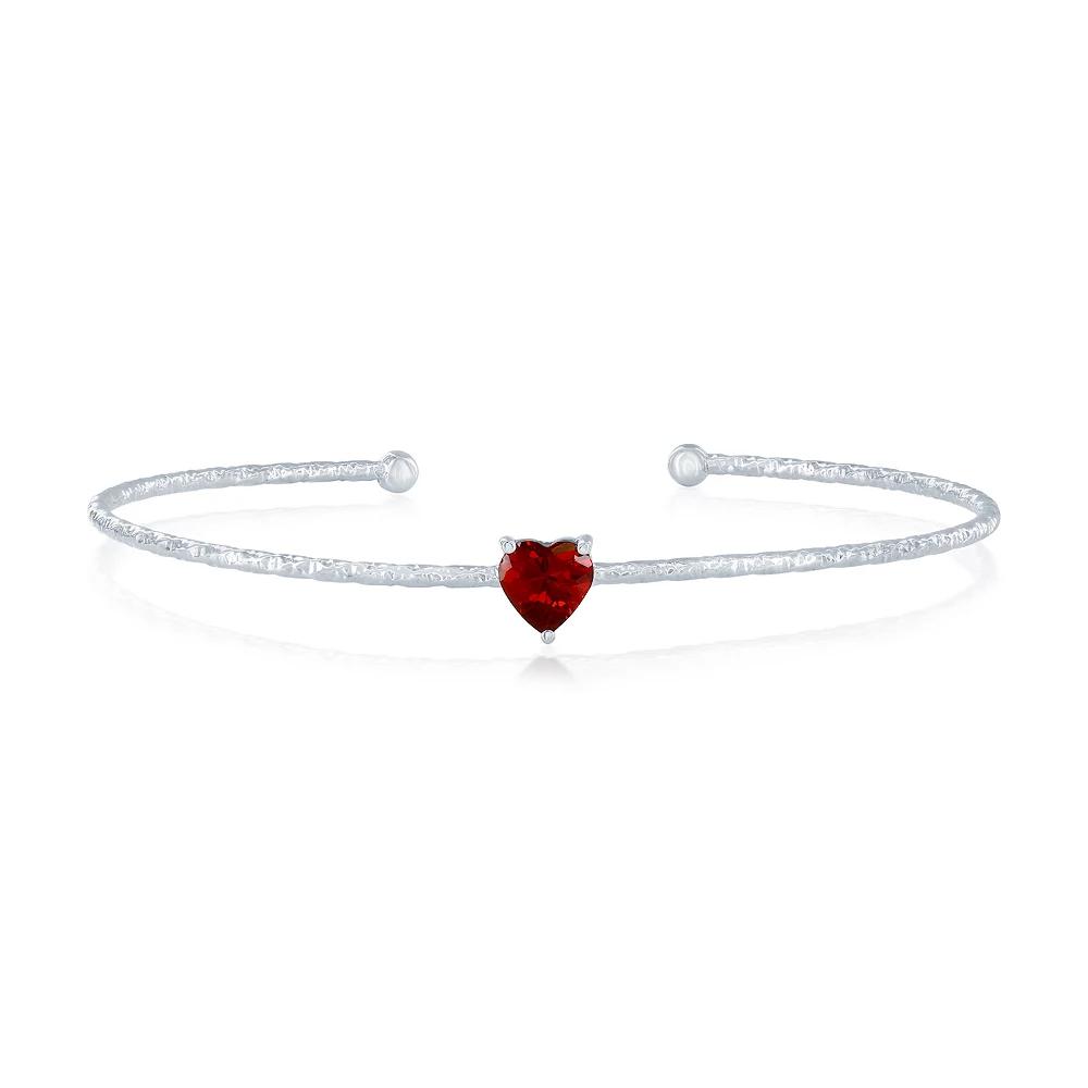 Argento Bella Sterling Silver Cubic Zirconia Birthstone Heart Bangle Bracelet, Women's, Size: 7", January Product Image