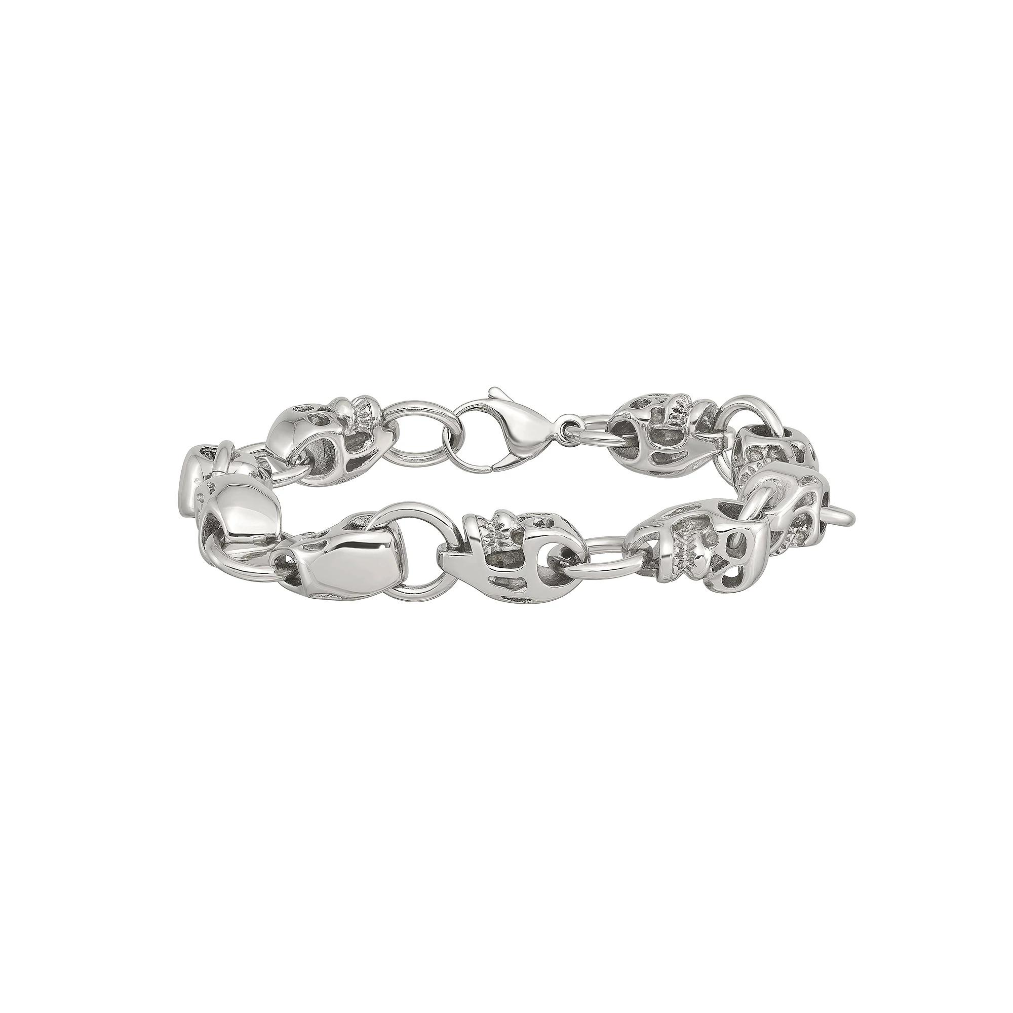 Men's Stainless Steel Polished Skull Bracelet Product Image