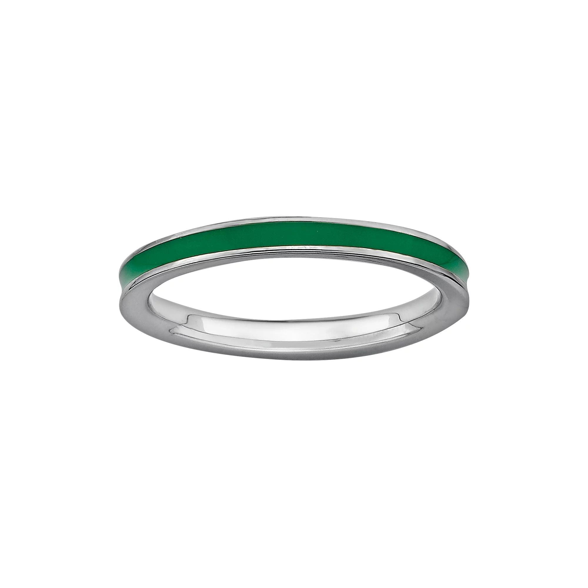 Stacks & Stones Sterling Silver Green Enamel Stack Ring, Women's, Size: 7 Product Image