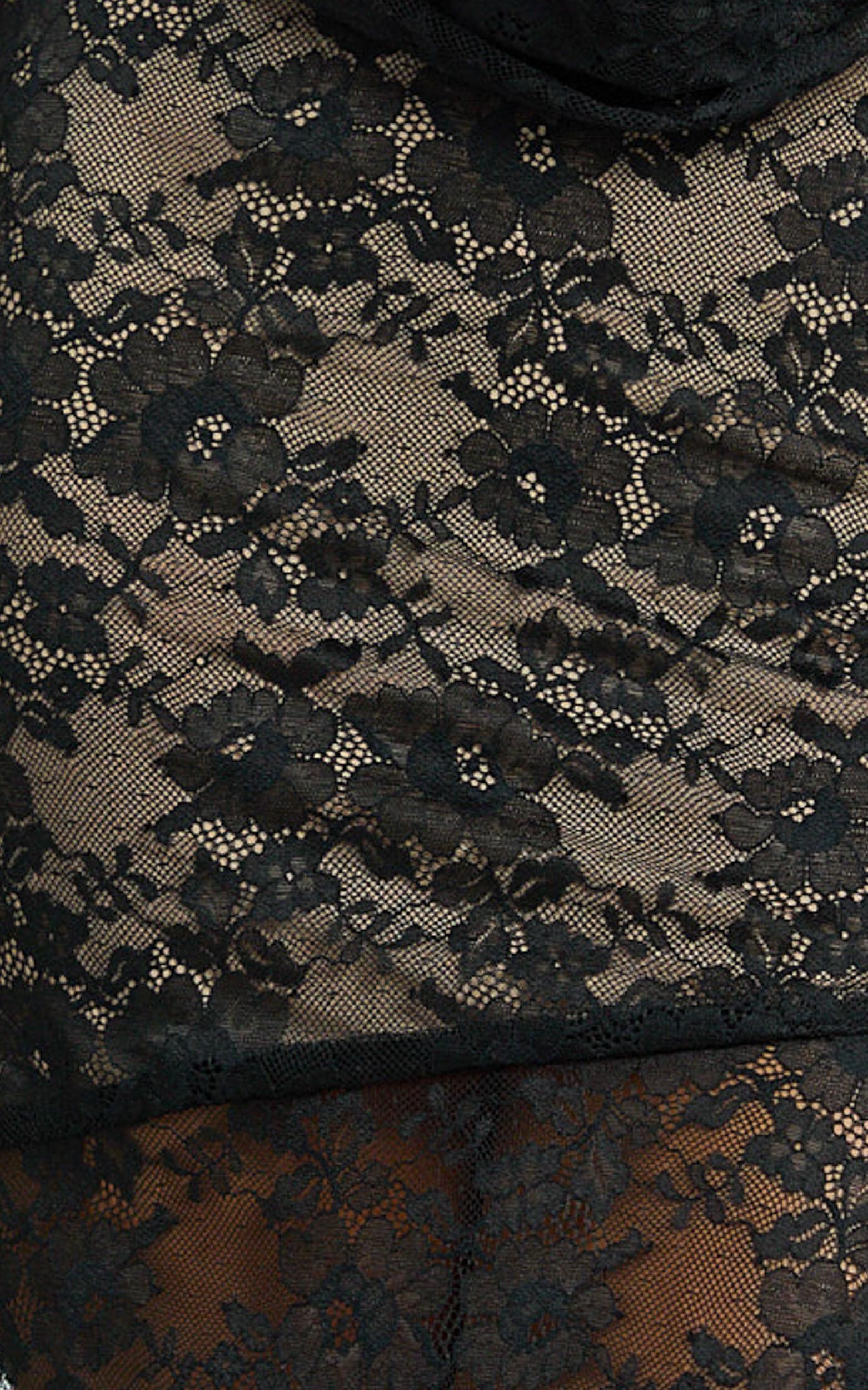 Esmeralda Maxi Dress - Low Cowl Halter Lace Fit And Flare Dress in Black Product Image