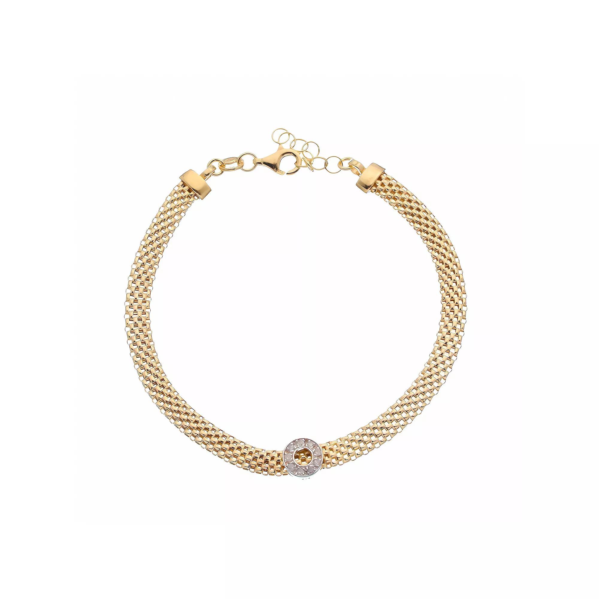 Meshmerise 1/10 Carat T.W. Diamond Bracelet, Women's, Size: 7", Gold Tone Product Image