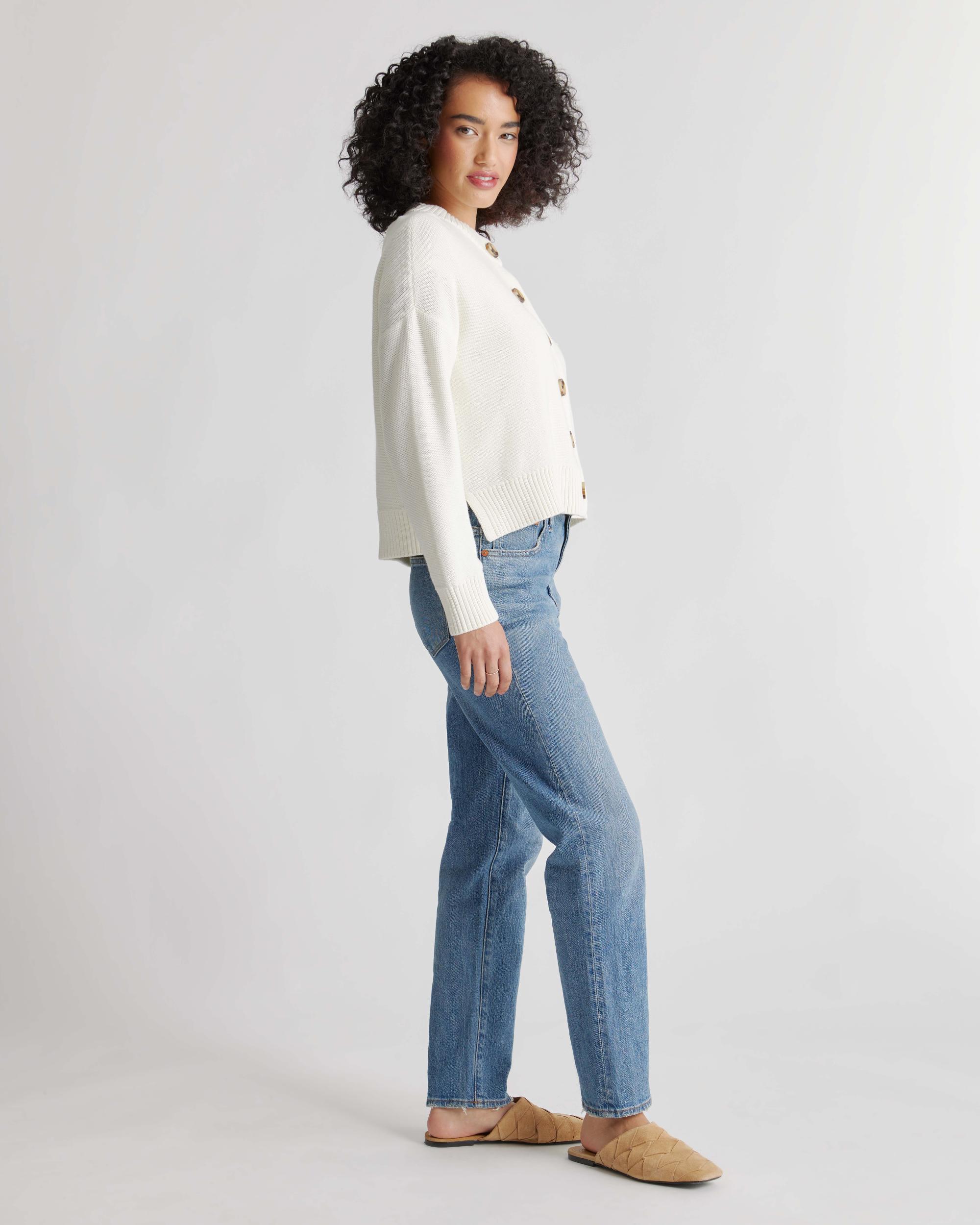 Quince | Women's Cropped Cardigan Sweater Organic Cotton Product Image