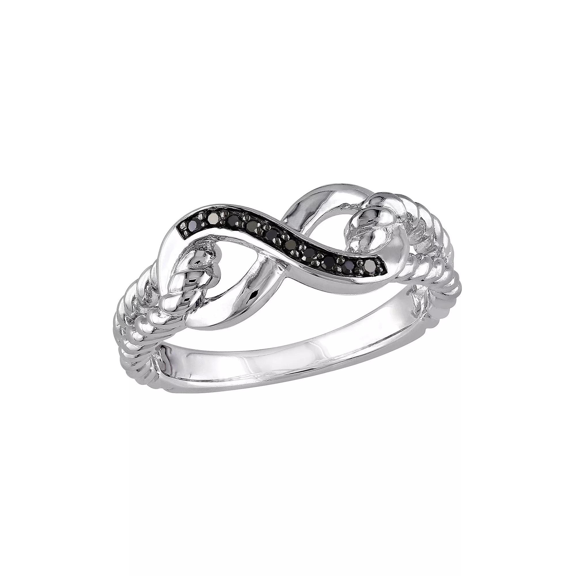 Stella Grace Black Diamond Accent Sterling Silver Infinity Ring, Womens Product Image