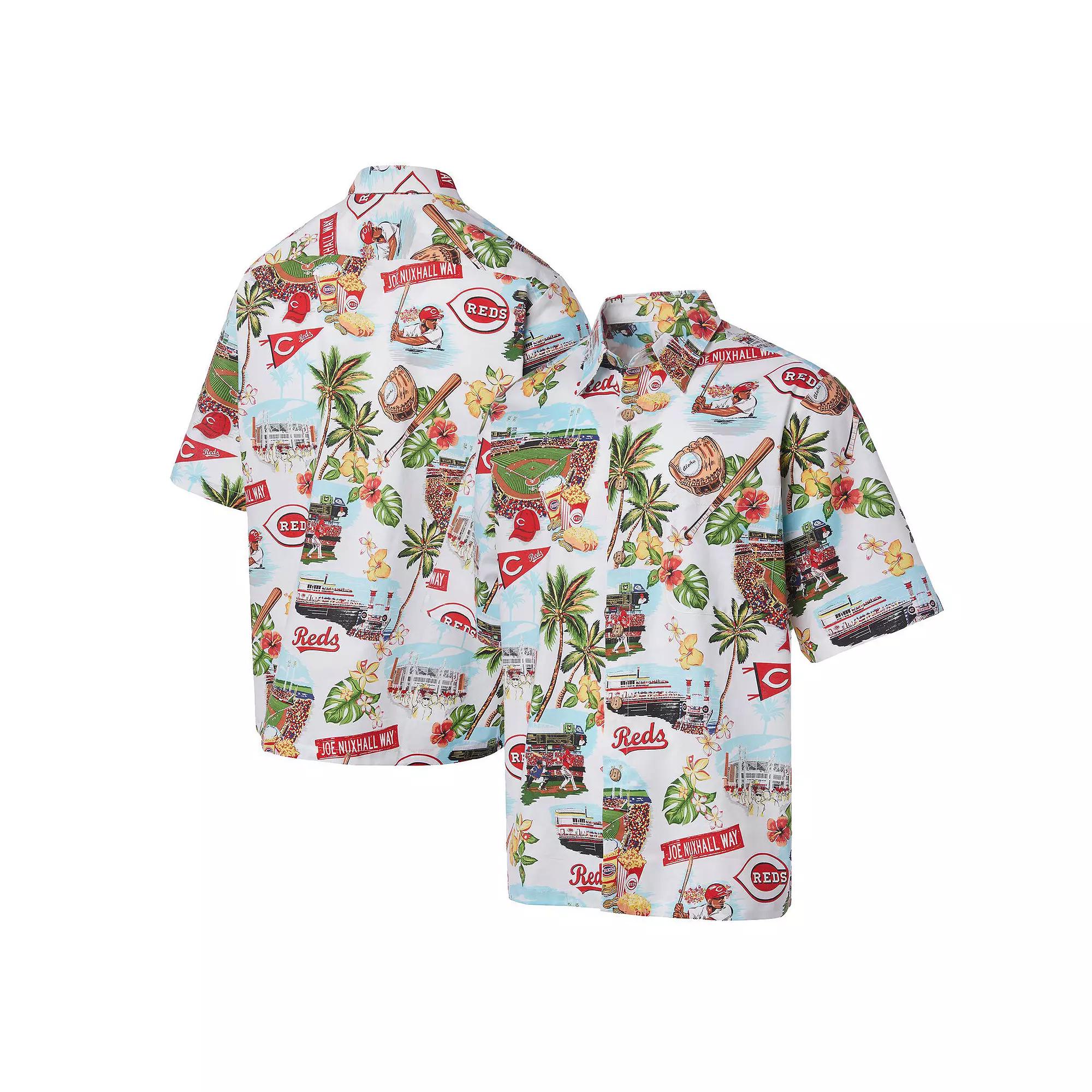 Men's Reyn Spooner White Cincinnati Reds Scenic Button-Up Shirt,  Product Image