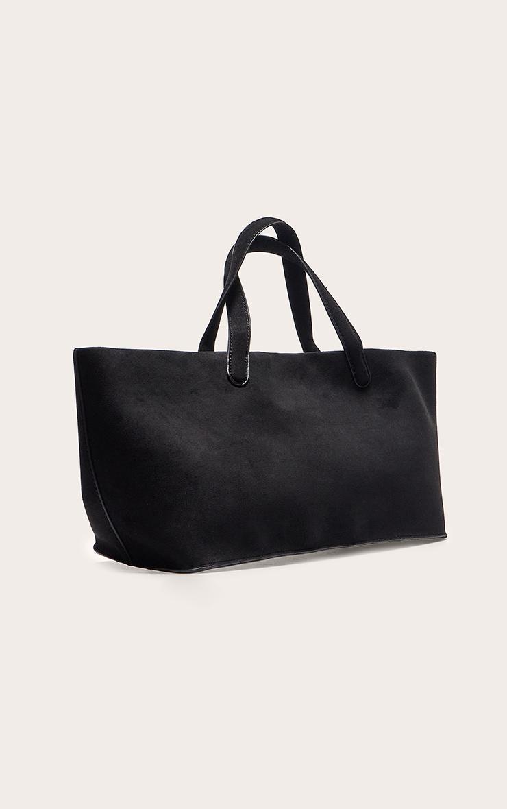  Black Faux Suede Elongated Hand Bag Product Image