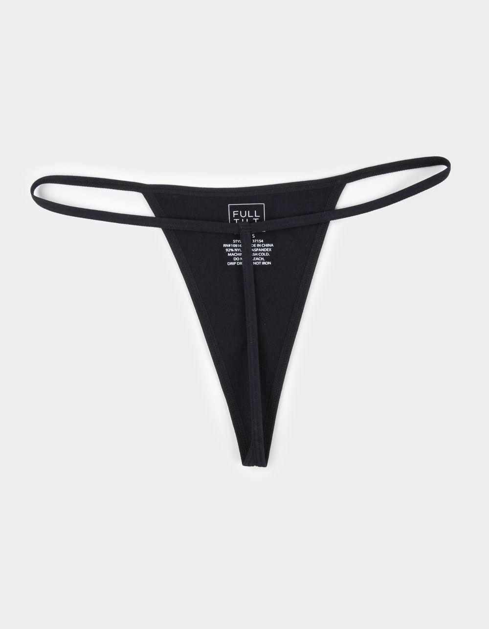 FULL TILT Seamless Rib Thong - BLACK Product Image