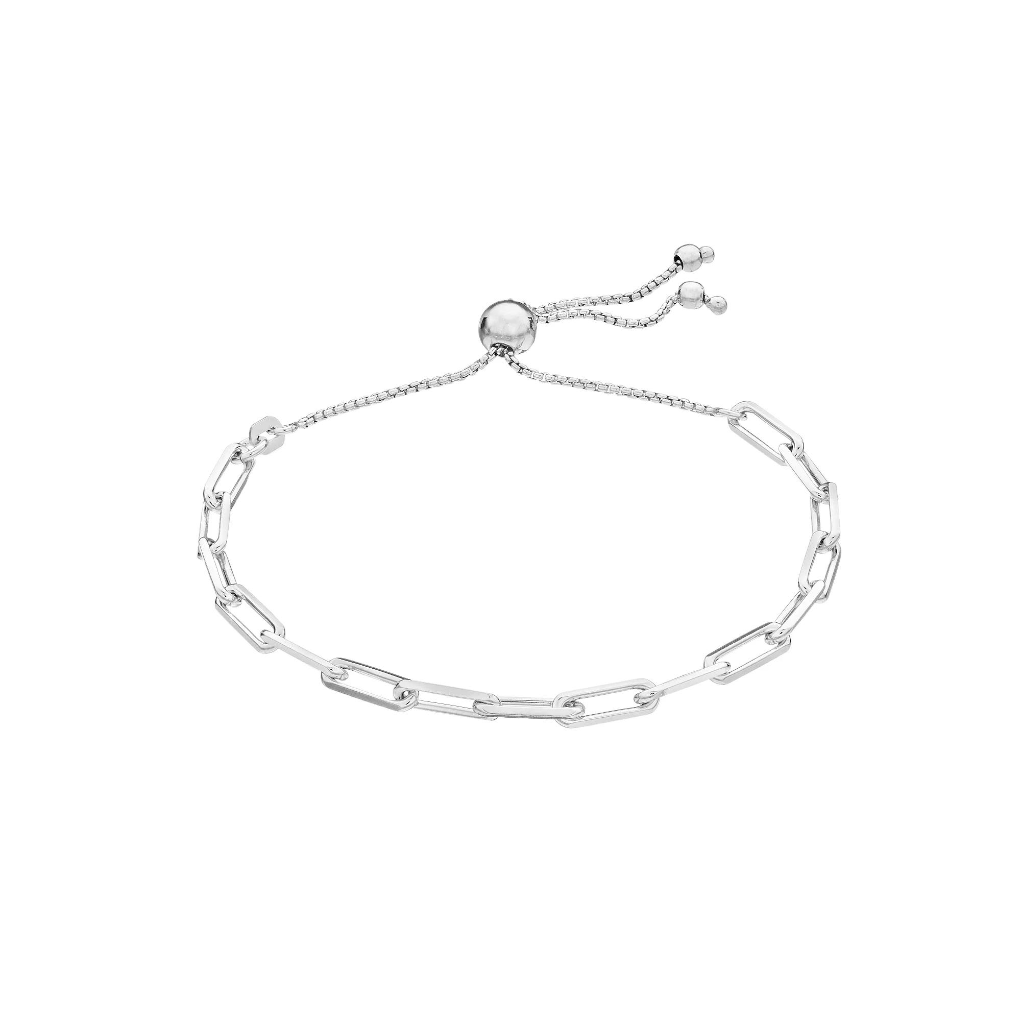 Sterling Silver Paper Clip Bolo Bracelet, Women's, Size: 9.25 Product Image