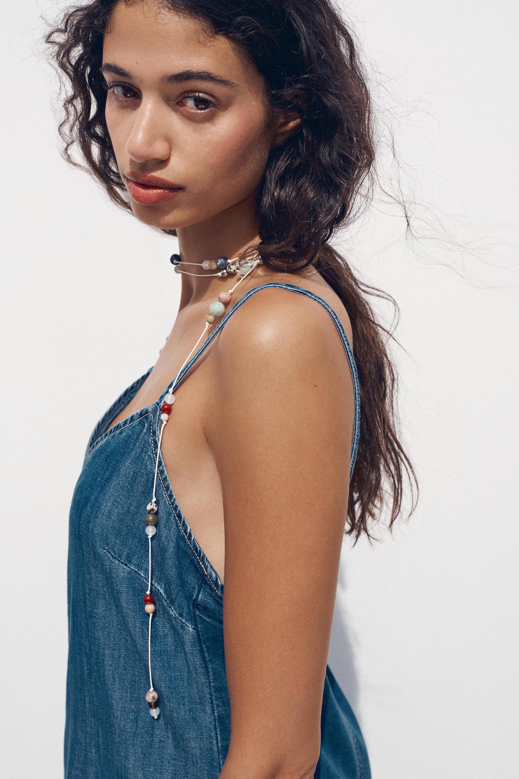 Z1975 DENIM STRAPPY MIDI DRESS Product Image