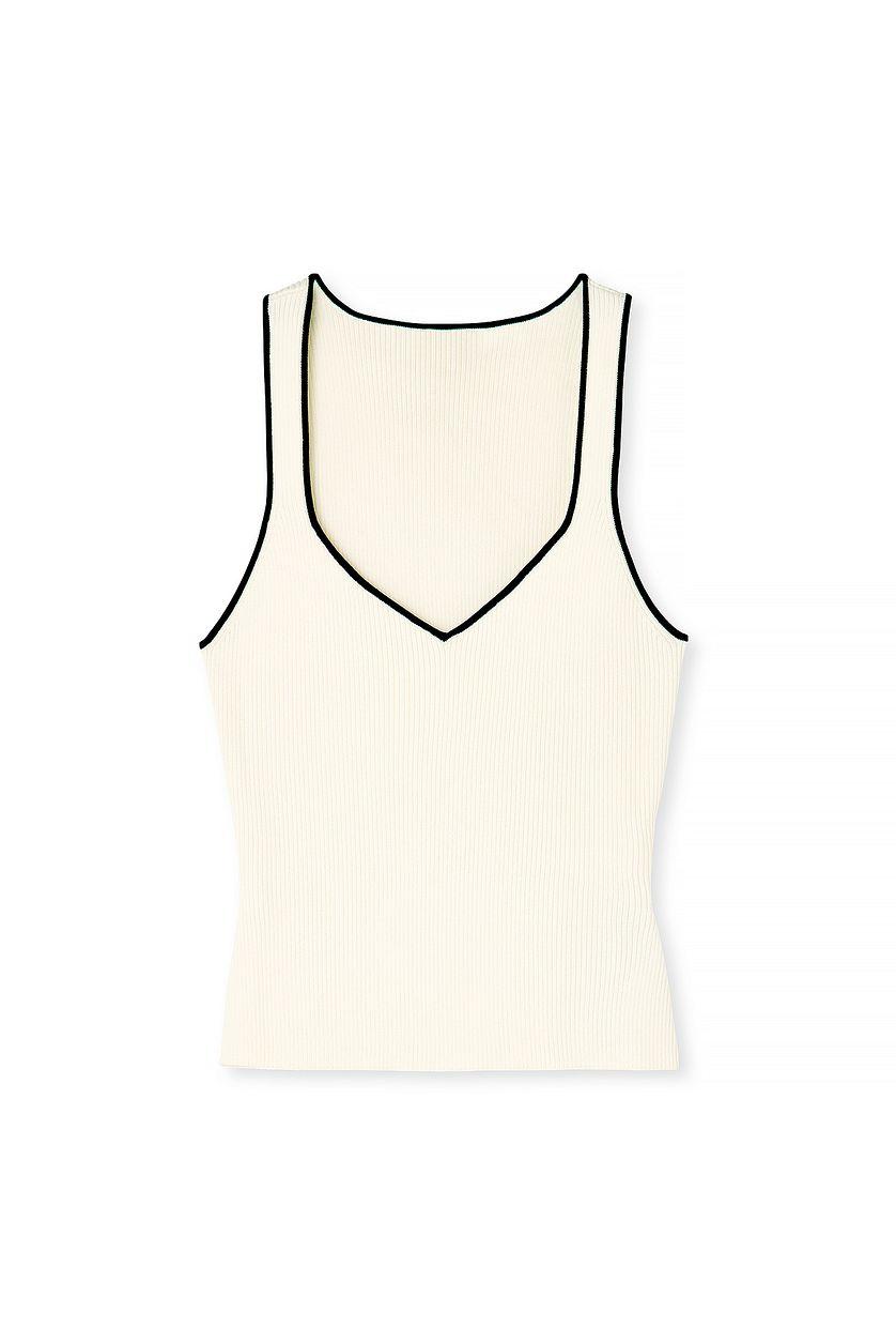 Knitted V-Neck Contrast Top Product Image