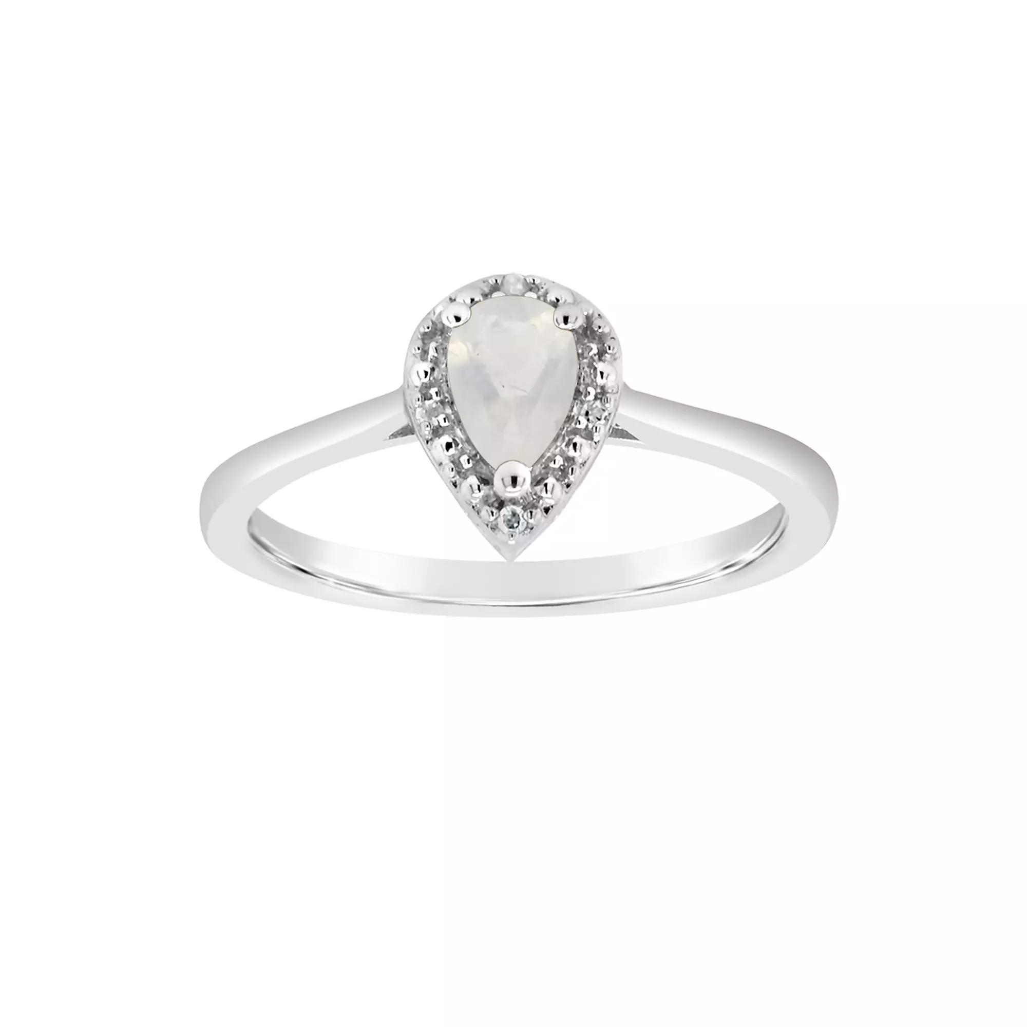 Celebration Gems Sterling Silver Pear Shaped Genuine Aquamarine Diamond Accent Frame Ring, Women's,  Product Image