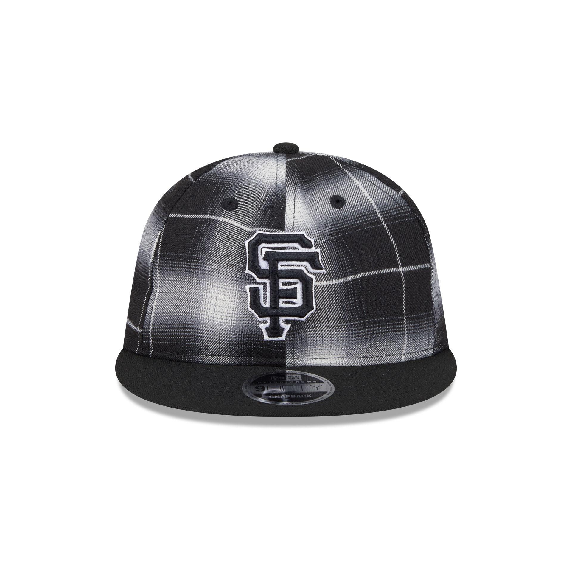 San Francisco Giants Black and White Plaid Retro Crown 9FIFTY Snapback Hat Male Product Image