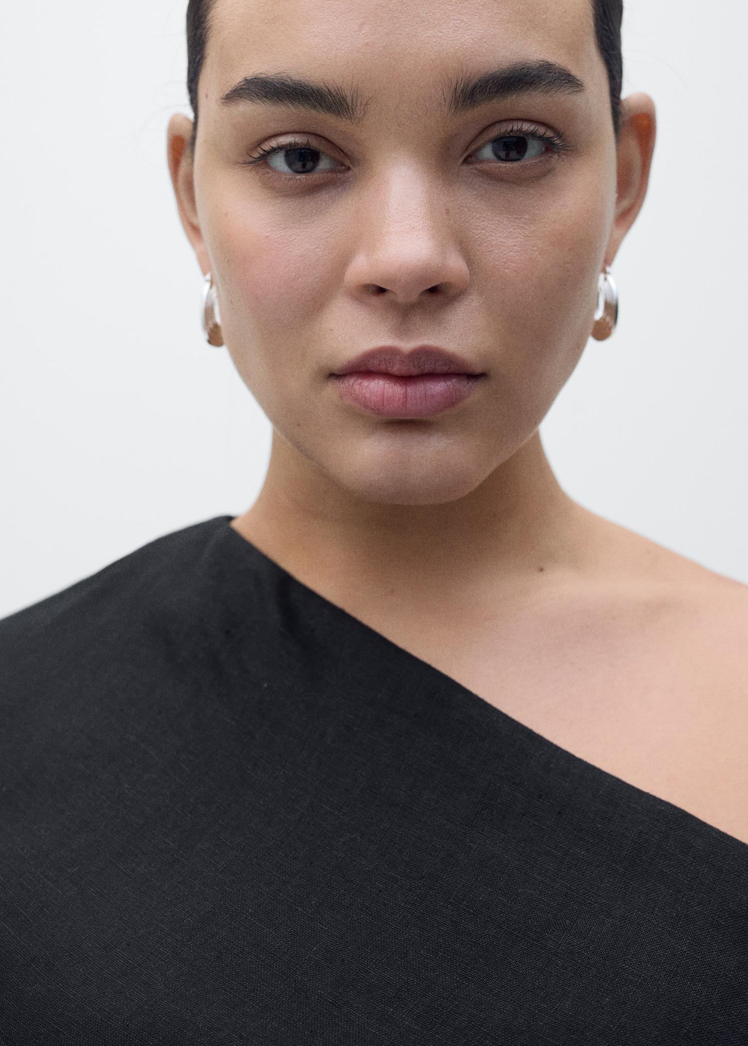 Asymmetrical linen dress - Women | MANGO USA Product Image