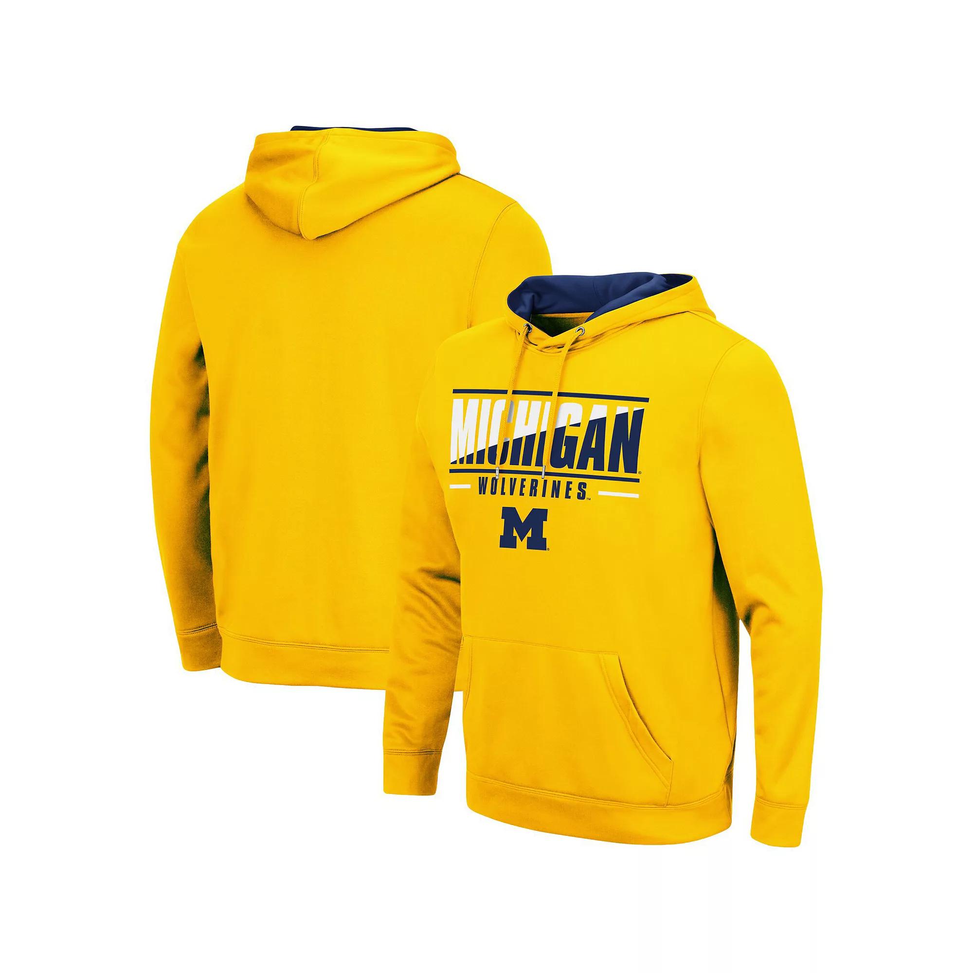 Men's Colosseum Maize Michigan Wolverines Slash Stack 2.0 Pullover Hoodie,  Product Image
