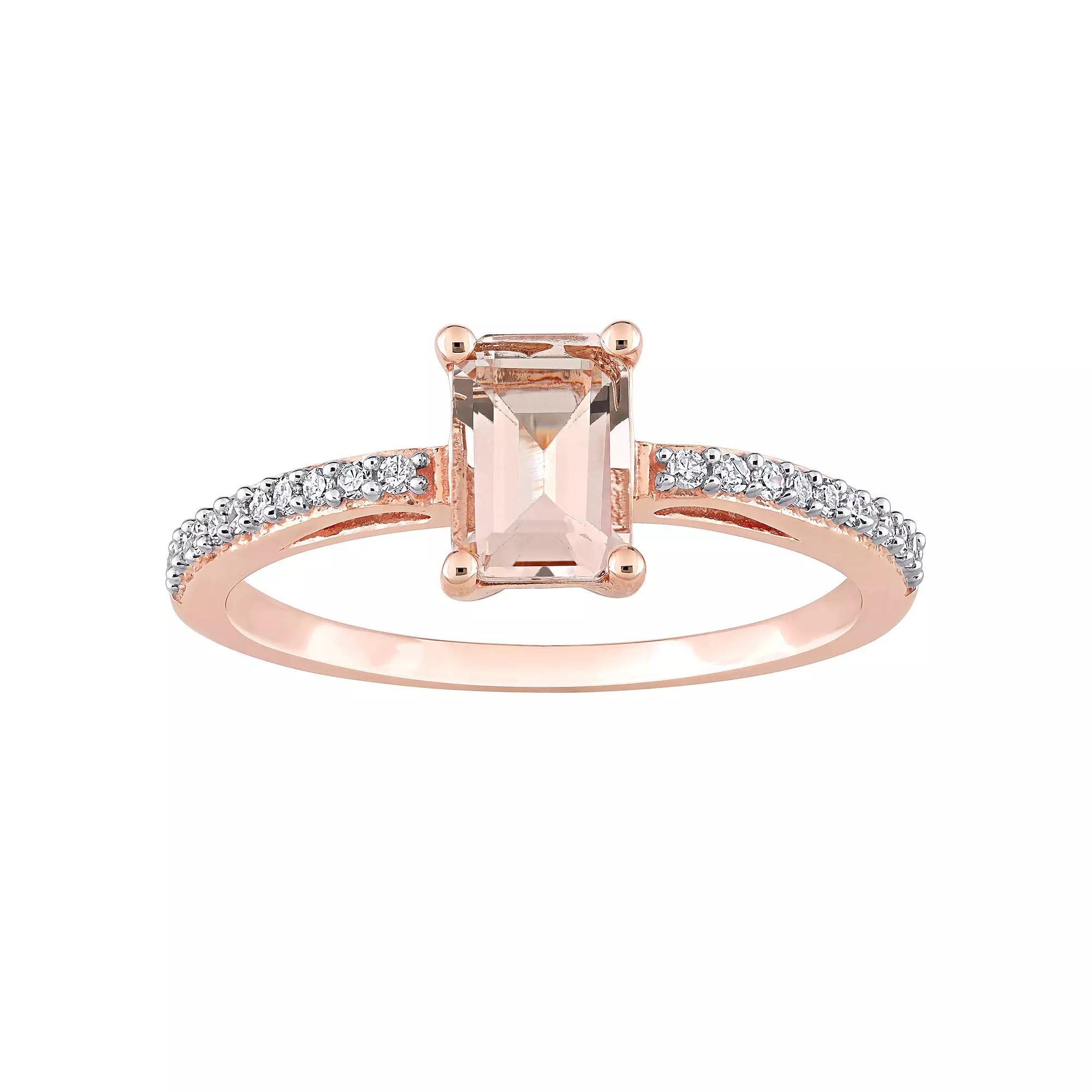 Stella Grace 10k Rose Gold Morganite & 1/10 Carat T.W. Diamond Engagement Ring, Women's,  Product Image