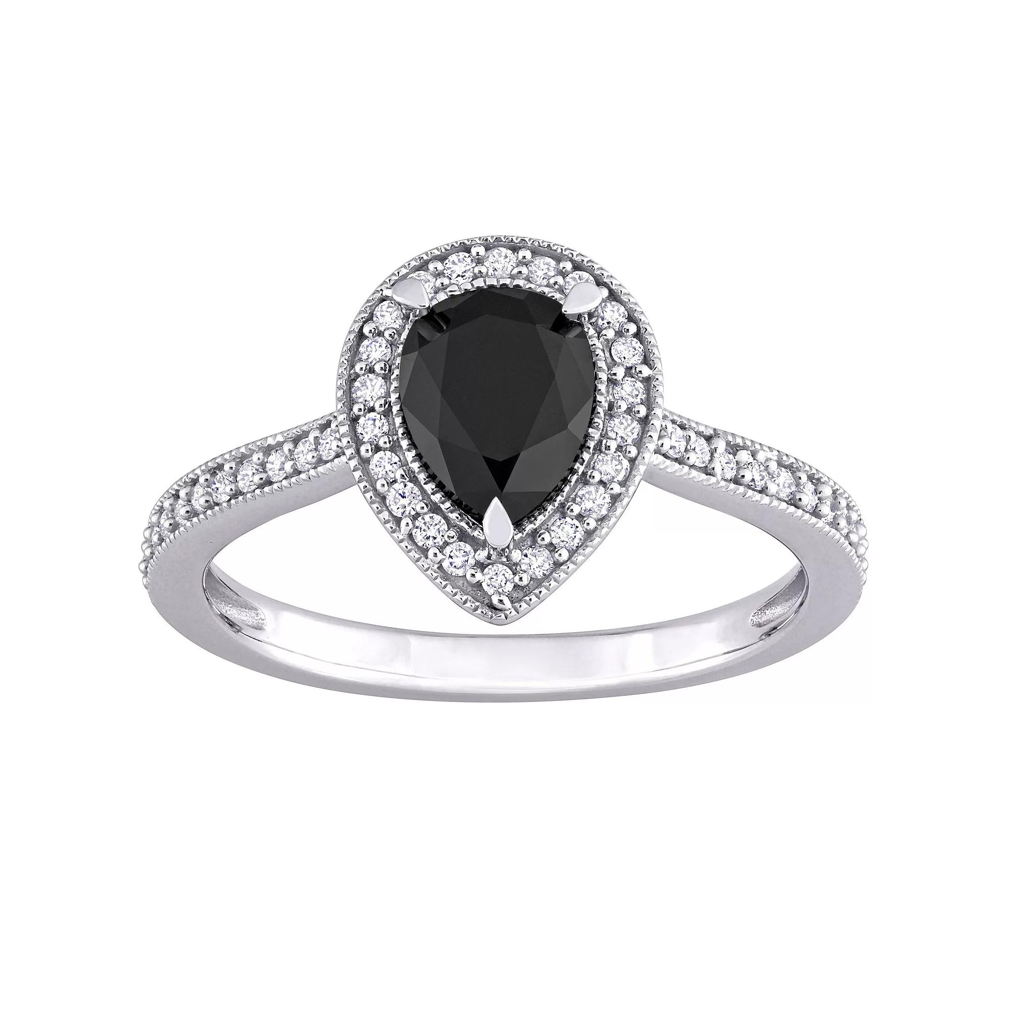 Stella Grace 14k White Gold 1 1/4 Carat T.W. Black & White Diamond Engagement Ring, Women's,  Product Image