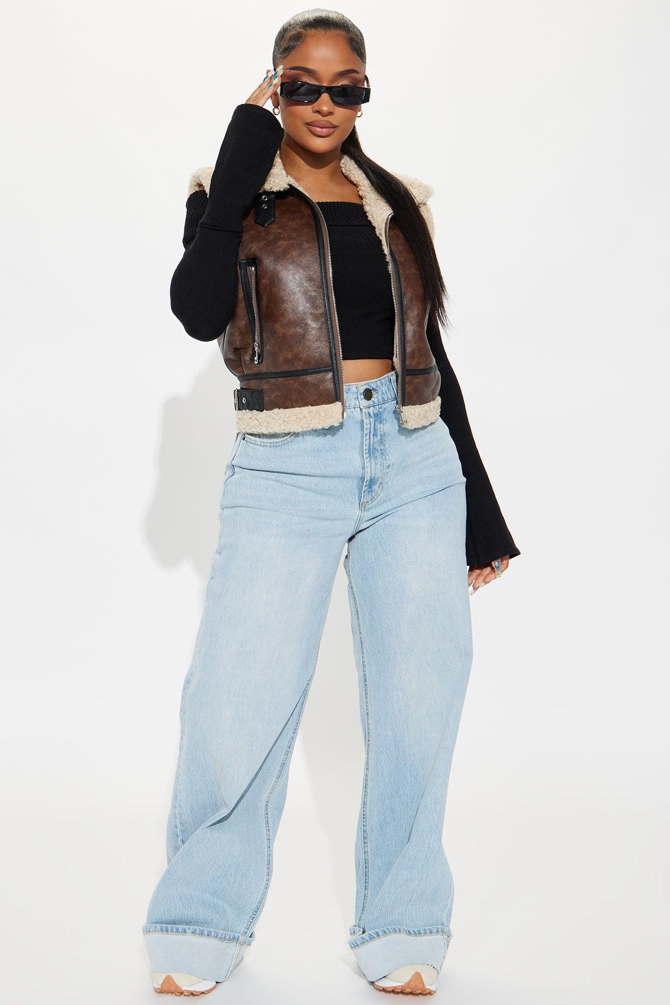 Took A Chance Faux Leather Vest - Brown Female Product Image