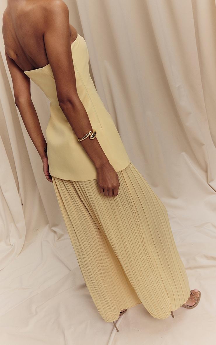 Lemon Bandeau Pleated Chiffon Skirt Panel Maxi Dress Product Image