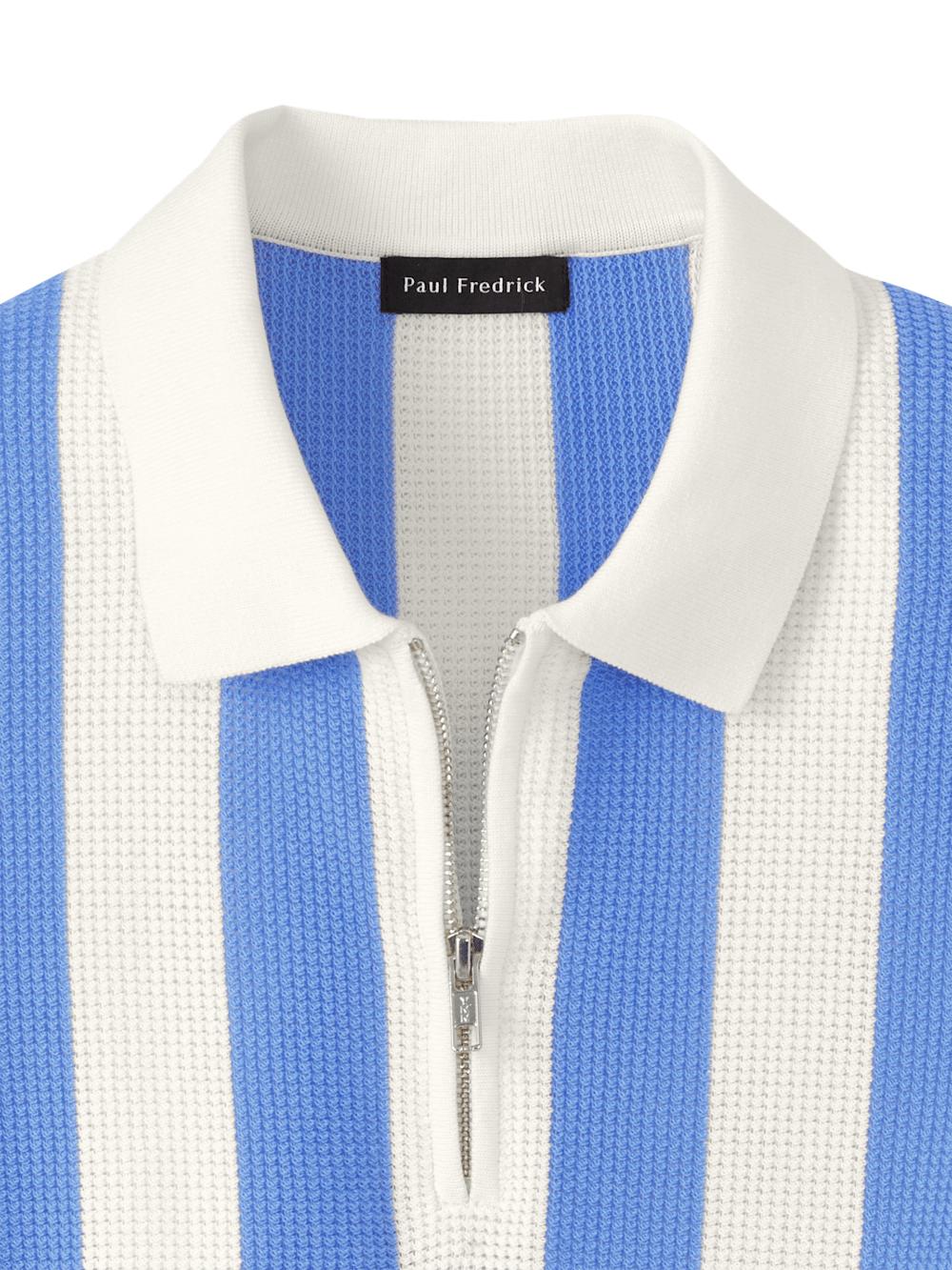 Cotton Quarter Zip Polo - Blue Product Image