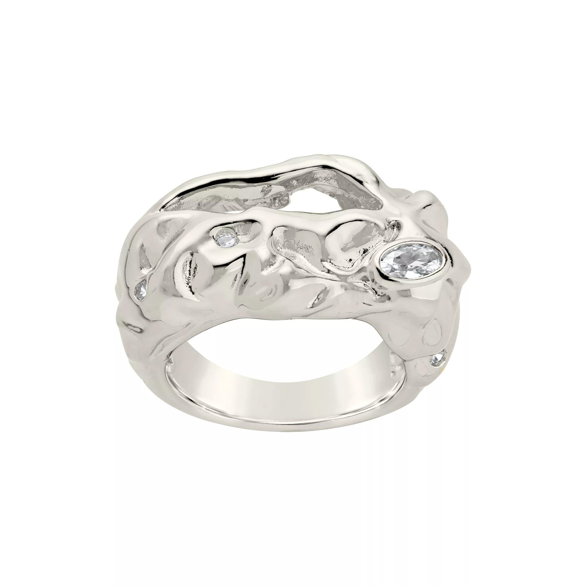 MC Collective Cubic Zirconia Molten Ring, Women's, Size: 6, Silver Tone Product Image