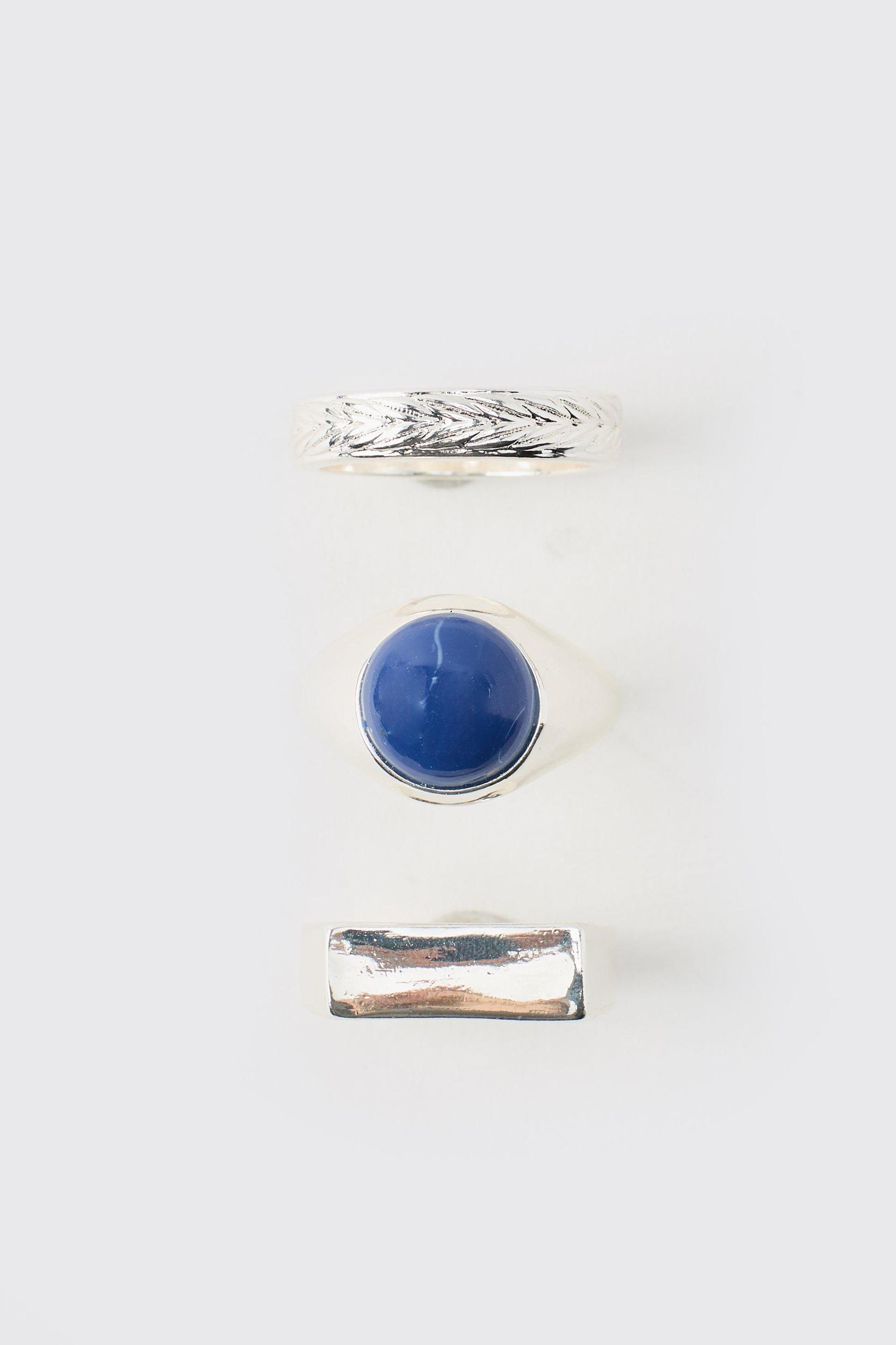 Silver Rings 3 Pack | boohooMAN USA Product Image