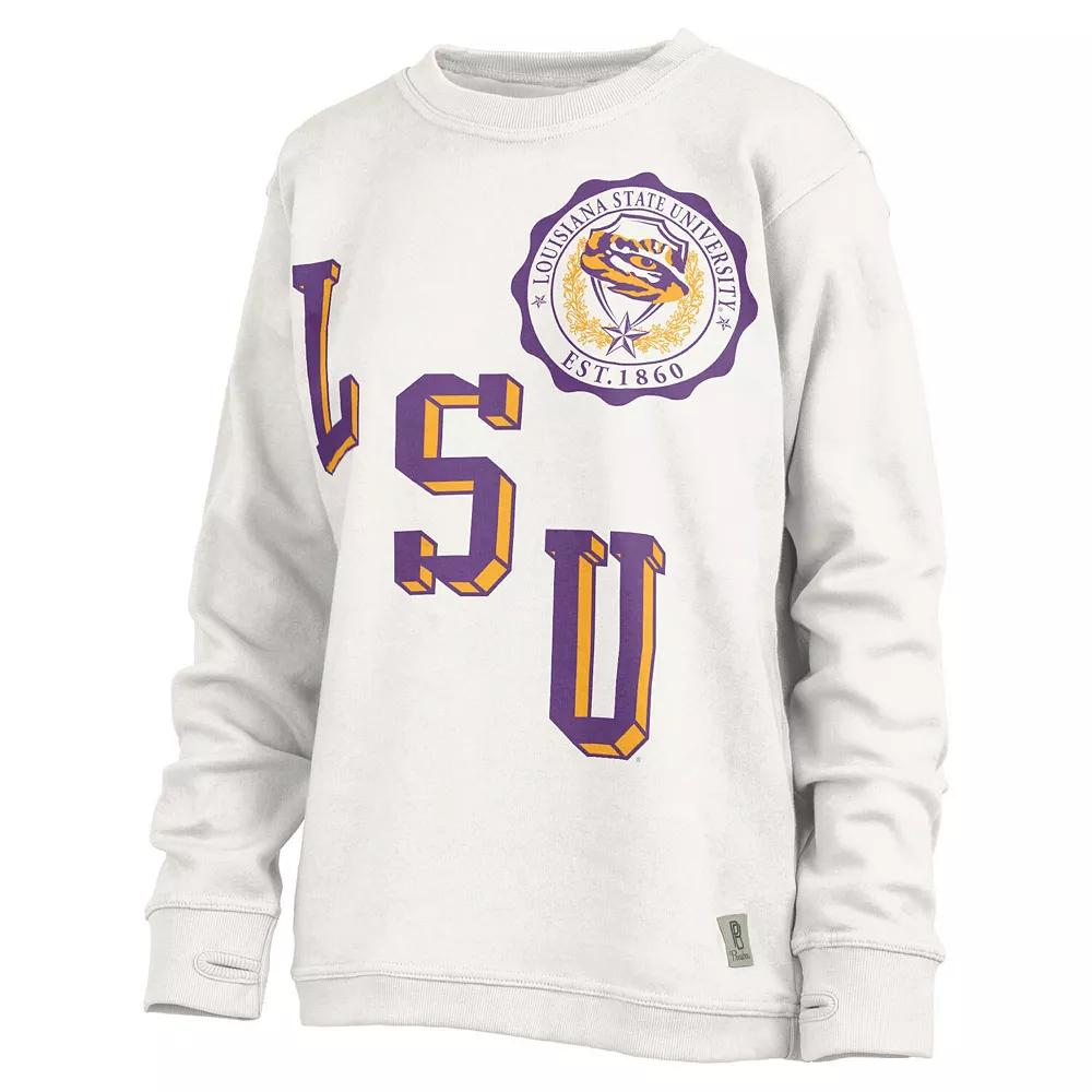 Women's Pressbox White LSU Tigers Shoreline Sundown Pullover Sweatshirt, Size: 2XL Product Image