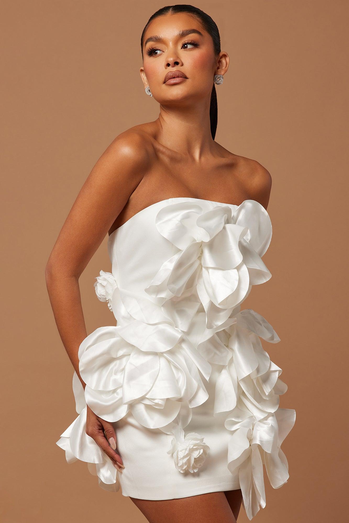 Abbie Satin Mini Dress - White Product Image