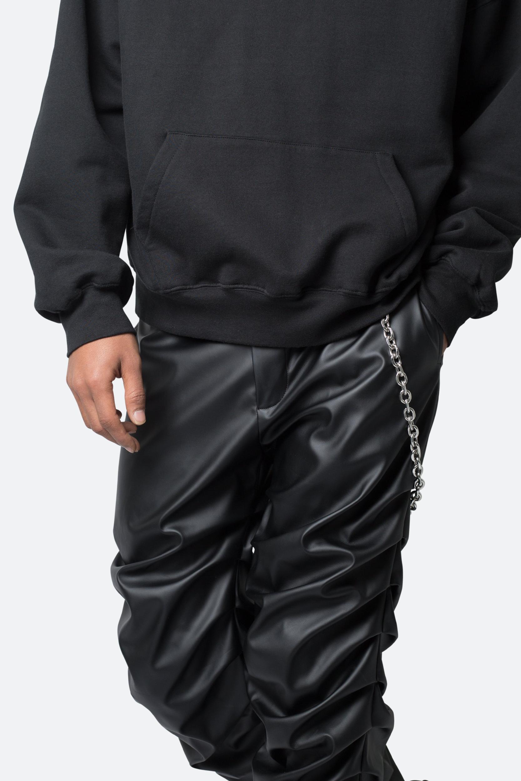Stacked Leather Pants - Black Product Image
